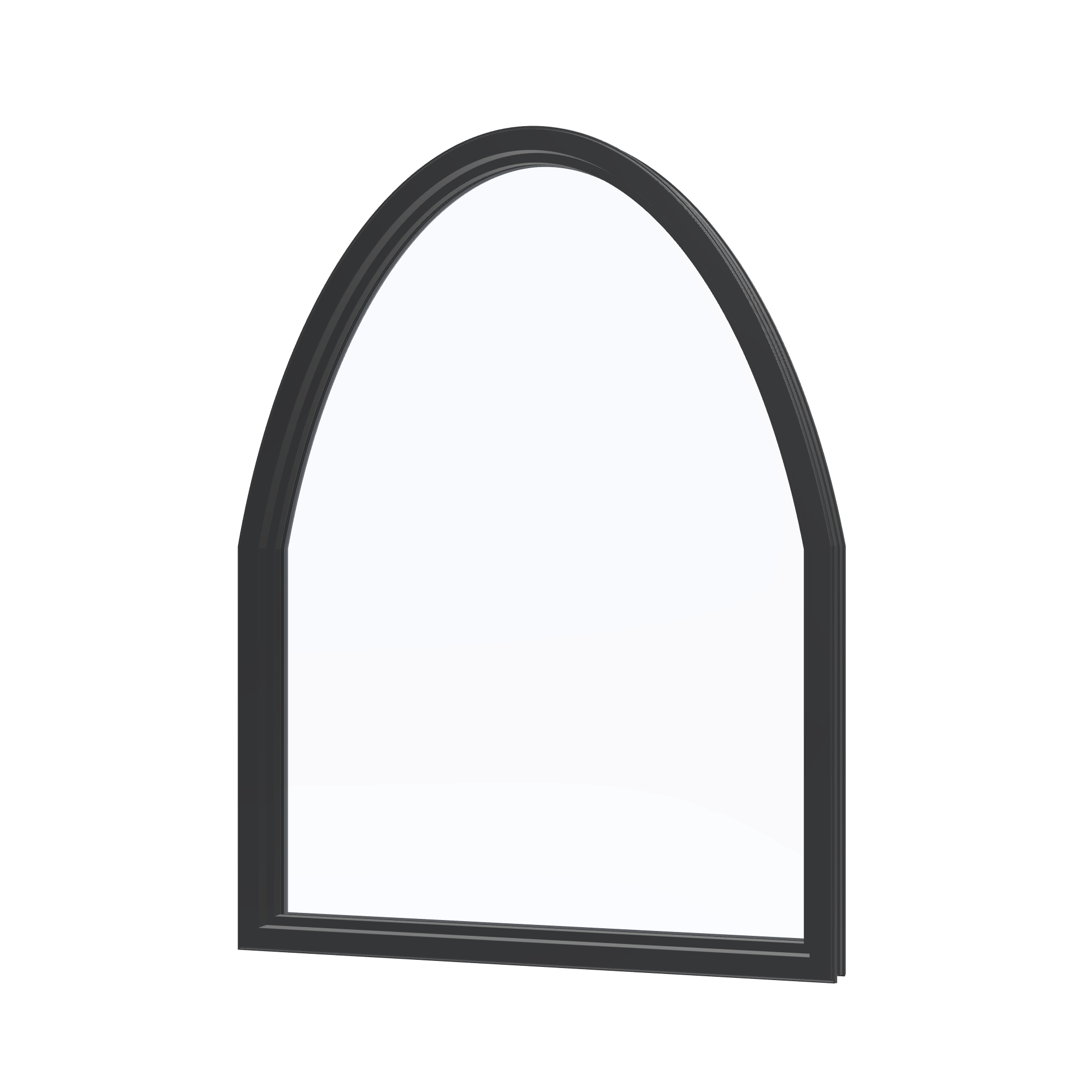 Angled interior view of the 36 × 48 inch raised segment, black exterior / black interior, without nailing flange