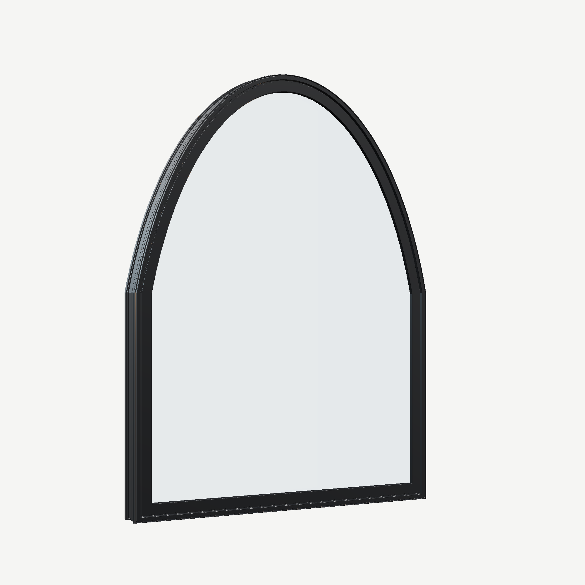Opposite exterior angle of the 36 × 48 inch raised segment, black exterior / black interior, without nailing flange