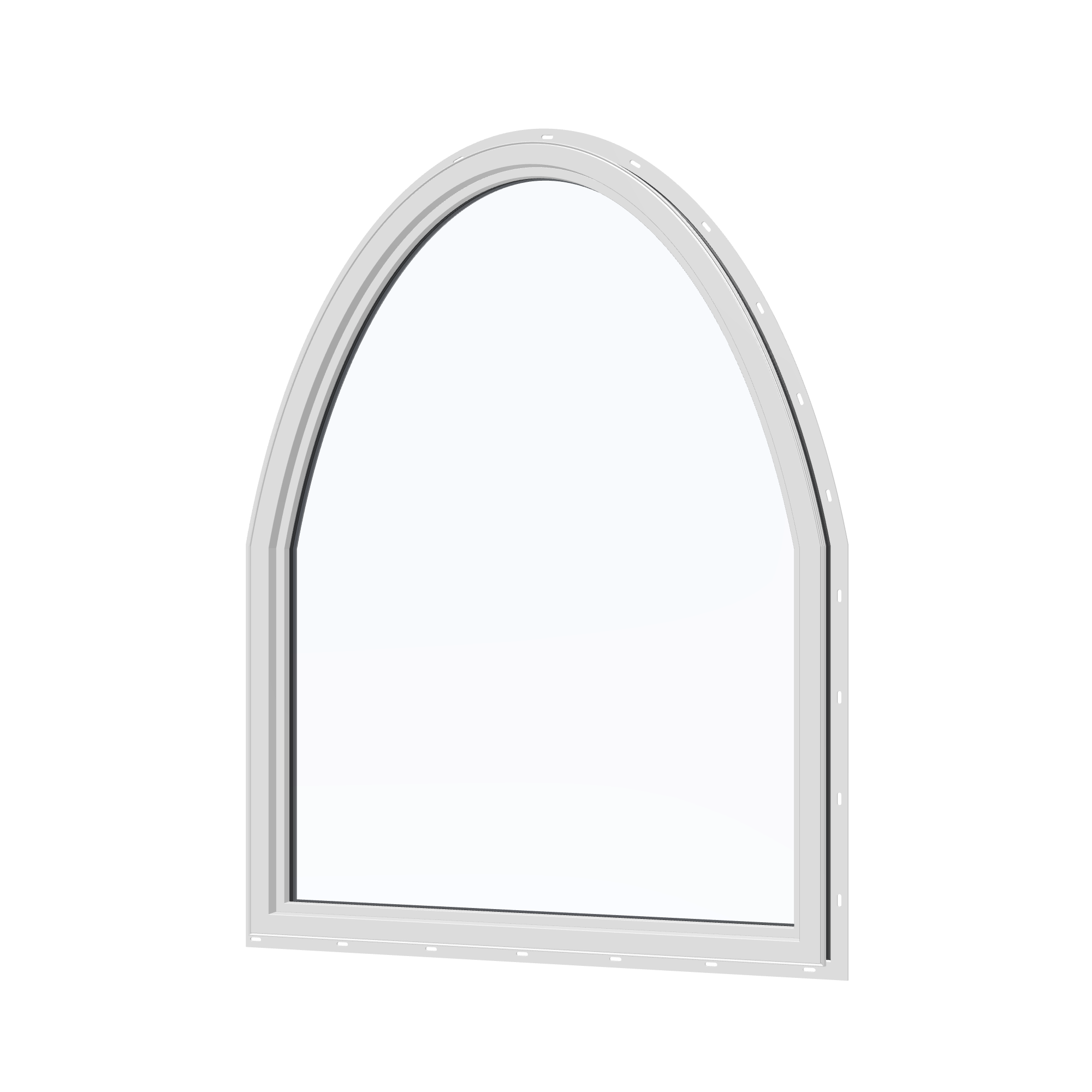 Angled interior view of the 36 × 48 inch raised segment, black exterior / white interior, with nailing flange