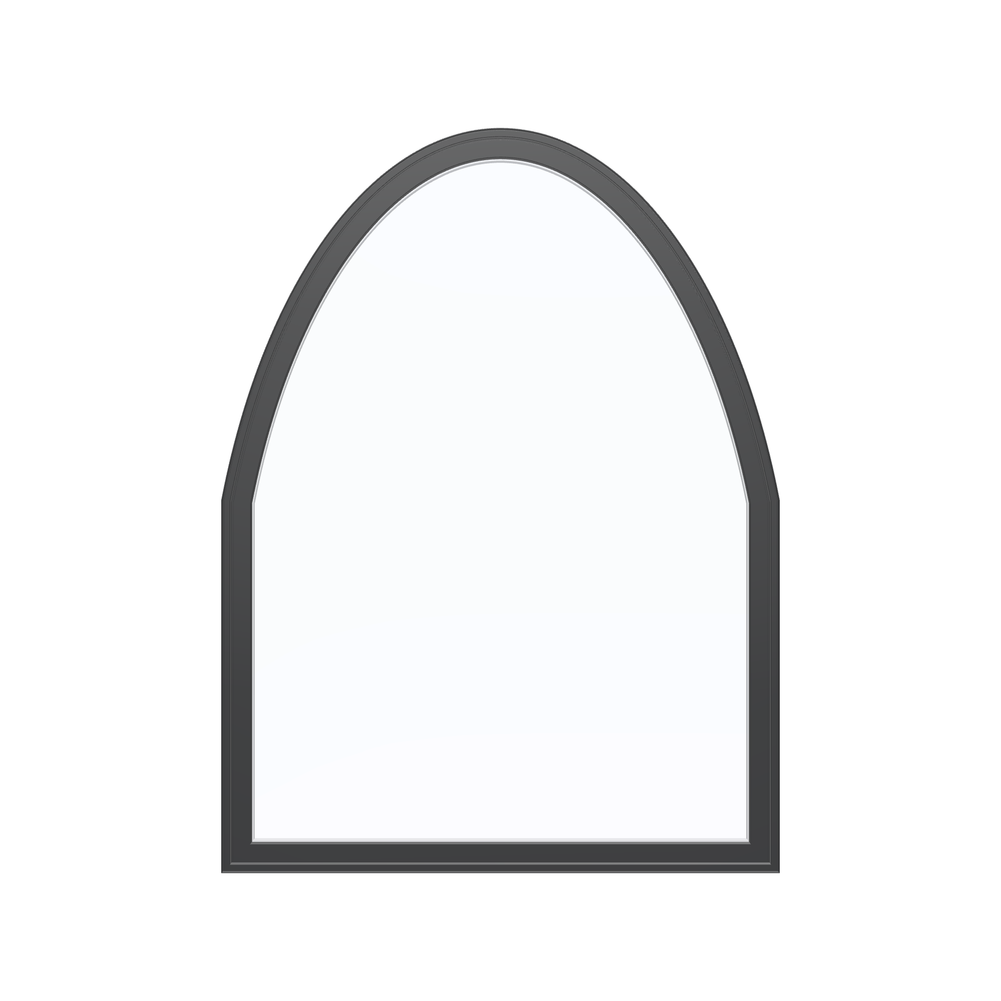 Straight exterior view of the 36 × 48 inch raised segment, black exterior / white interior, without nailing flange