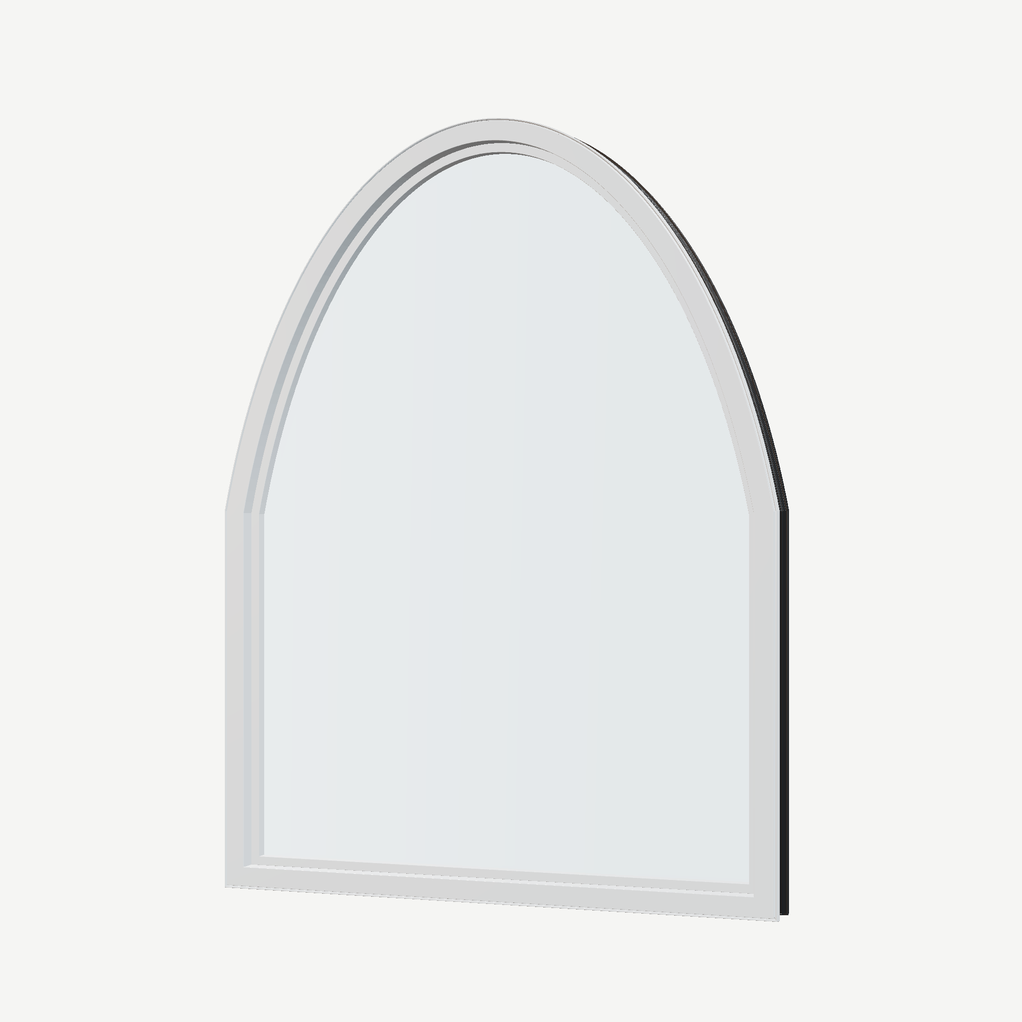 Angled interior view of the 36 × 48 inch raised segment, black exterior / white interior, without nailing flange