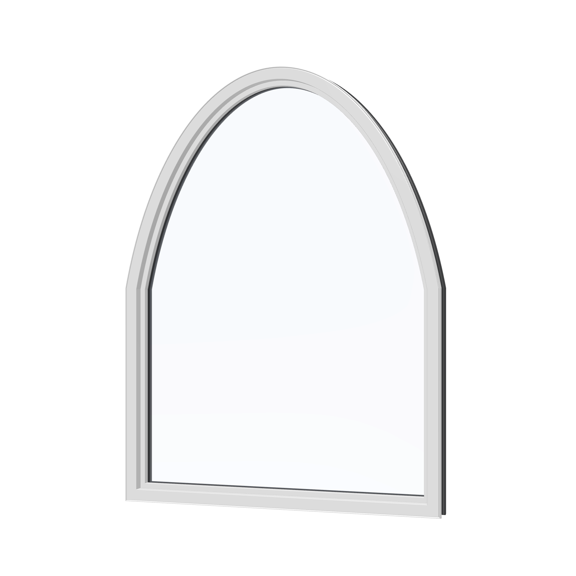 Angled interior view of the 36 × 48 inch raised segment, black exterior / white interior, without nailing flange