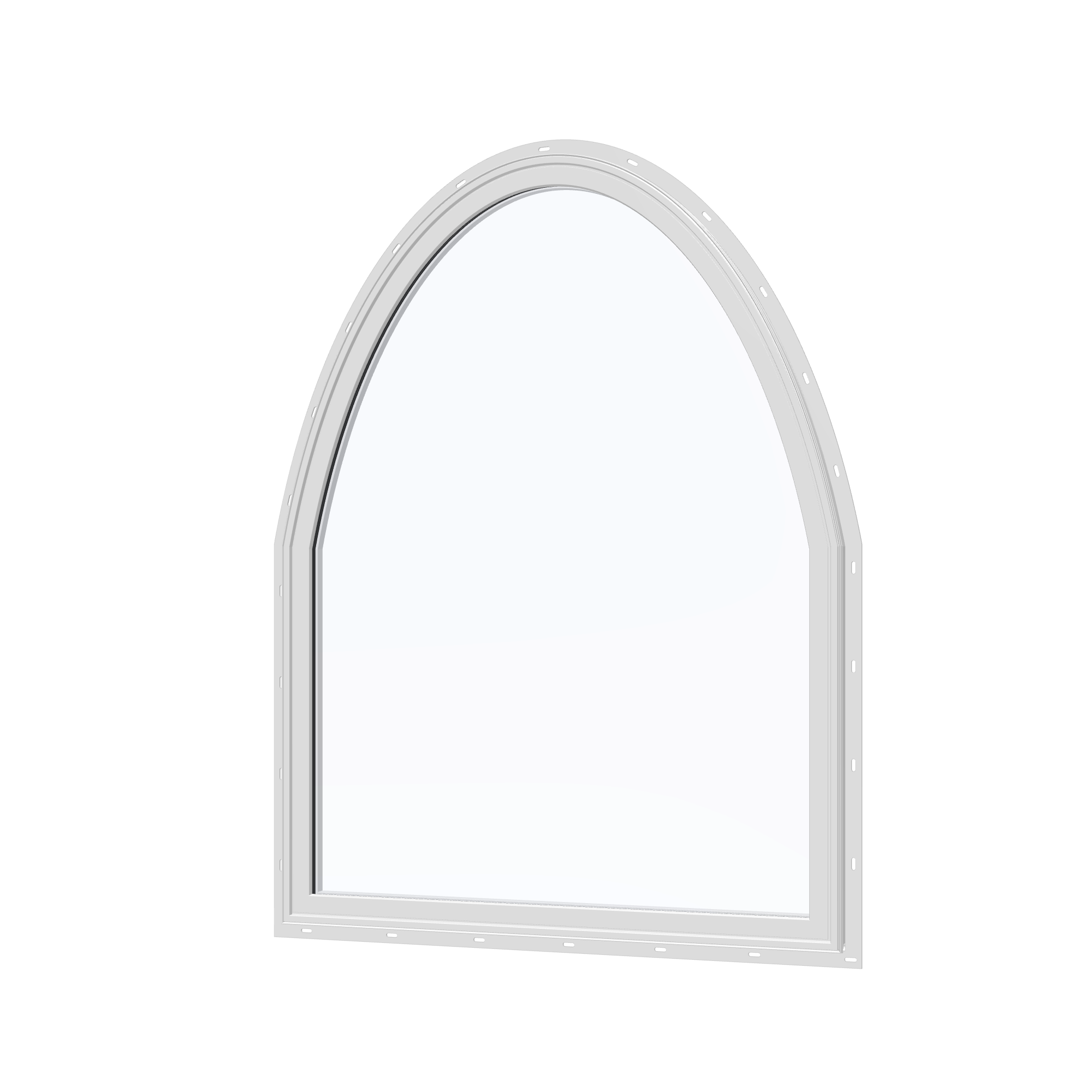 Angled exterior view of the 36 × 48 inch raised segment, white exterior / white interior, with nailing flange