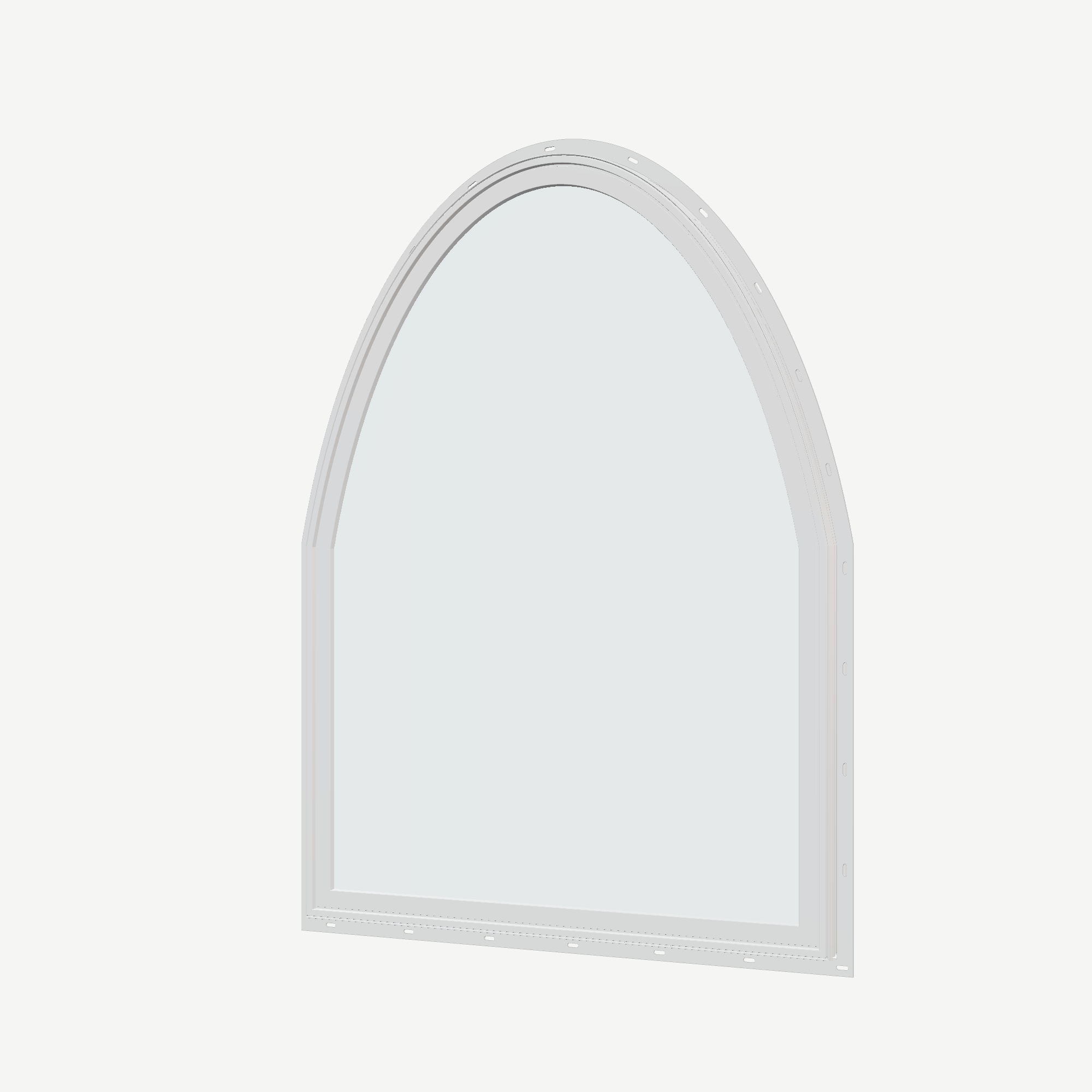 Angled exterior view of the 36 × 48 inch raised segment, white exterior / white interior, with nailing flange