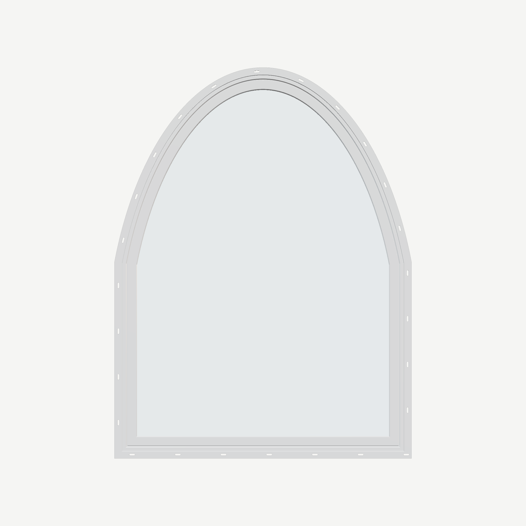 Straight exterior view of the 36 × 48 inch raised segment, white exterior / white interior, with nailing flange