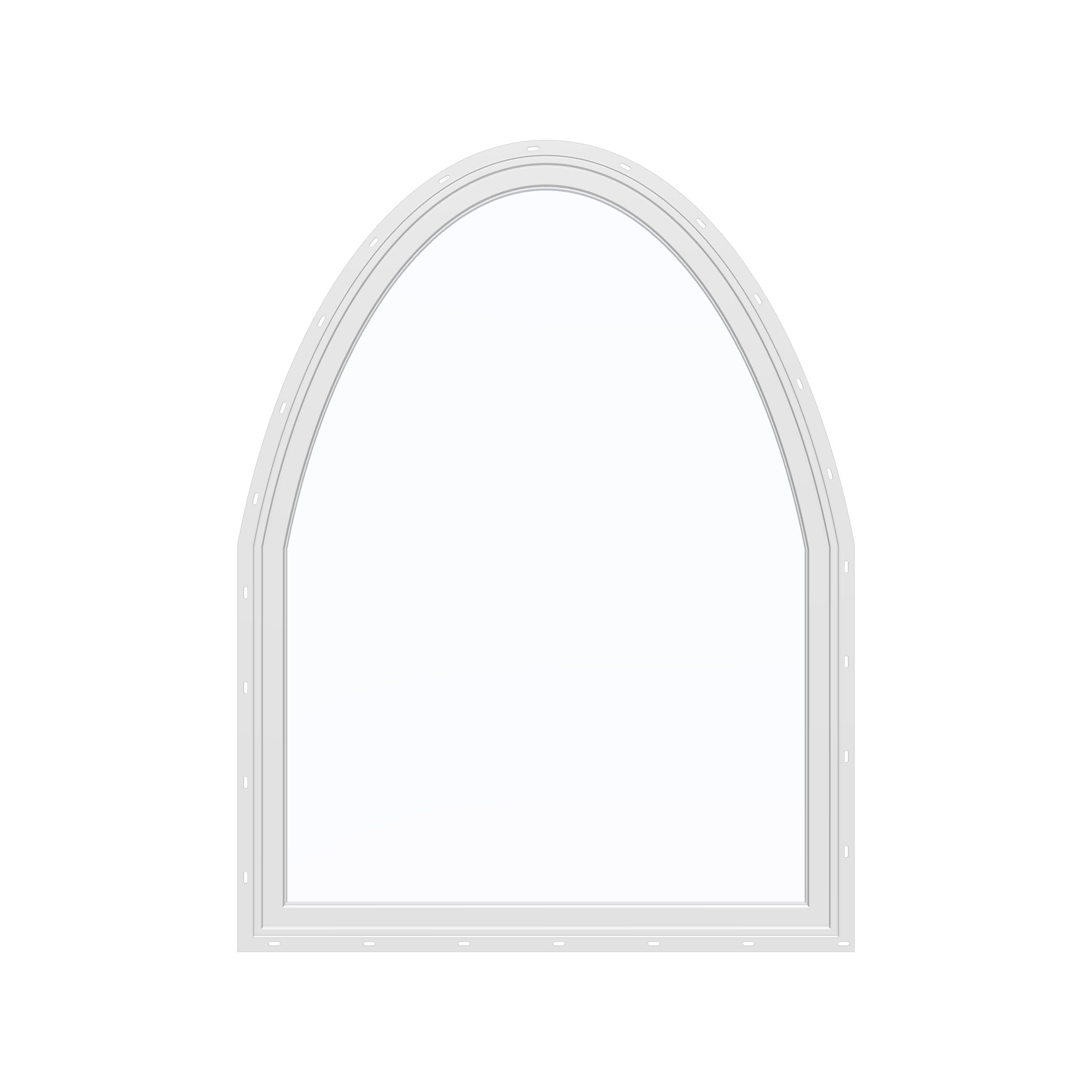 Straight exterior view of the 36 × 48 inch raised segment, white exterior / white interior, with nailing flange