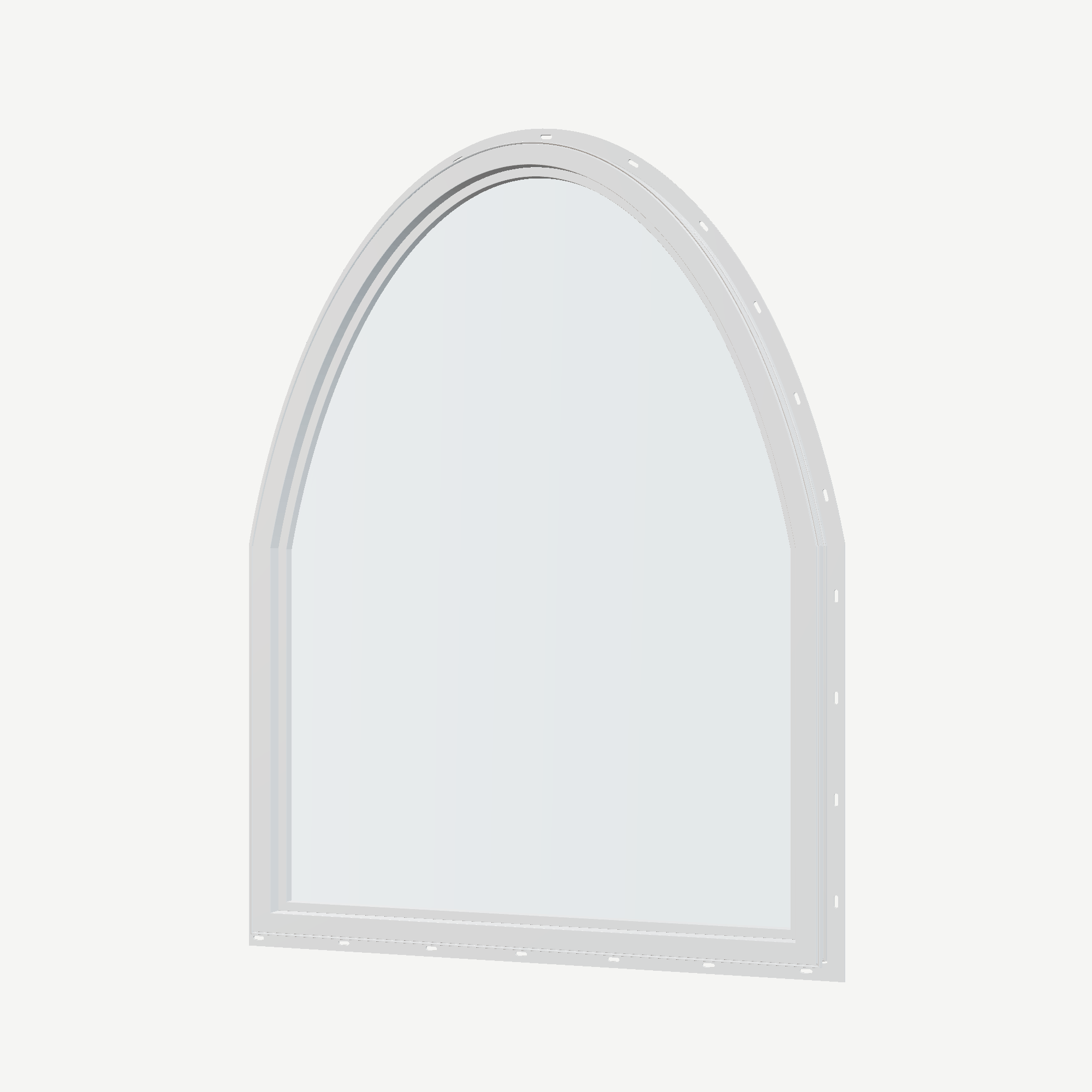Angled interior view of the 36 × 48 inch raised segment, white exterior / white interior, with nailing flange