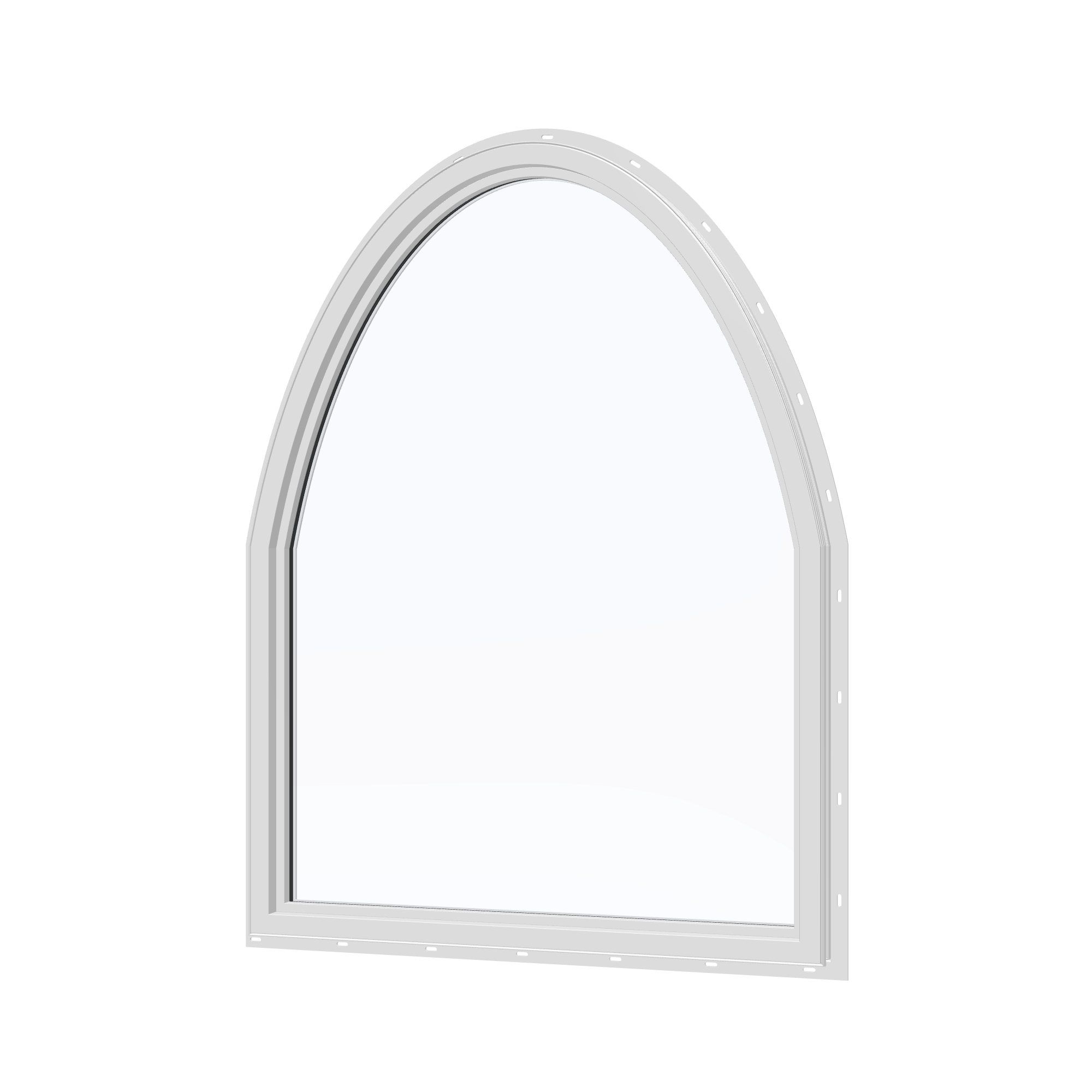 Angled interior view of the 36 × 48 inch raised segment, white exterior / white interior, with nailing flange