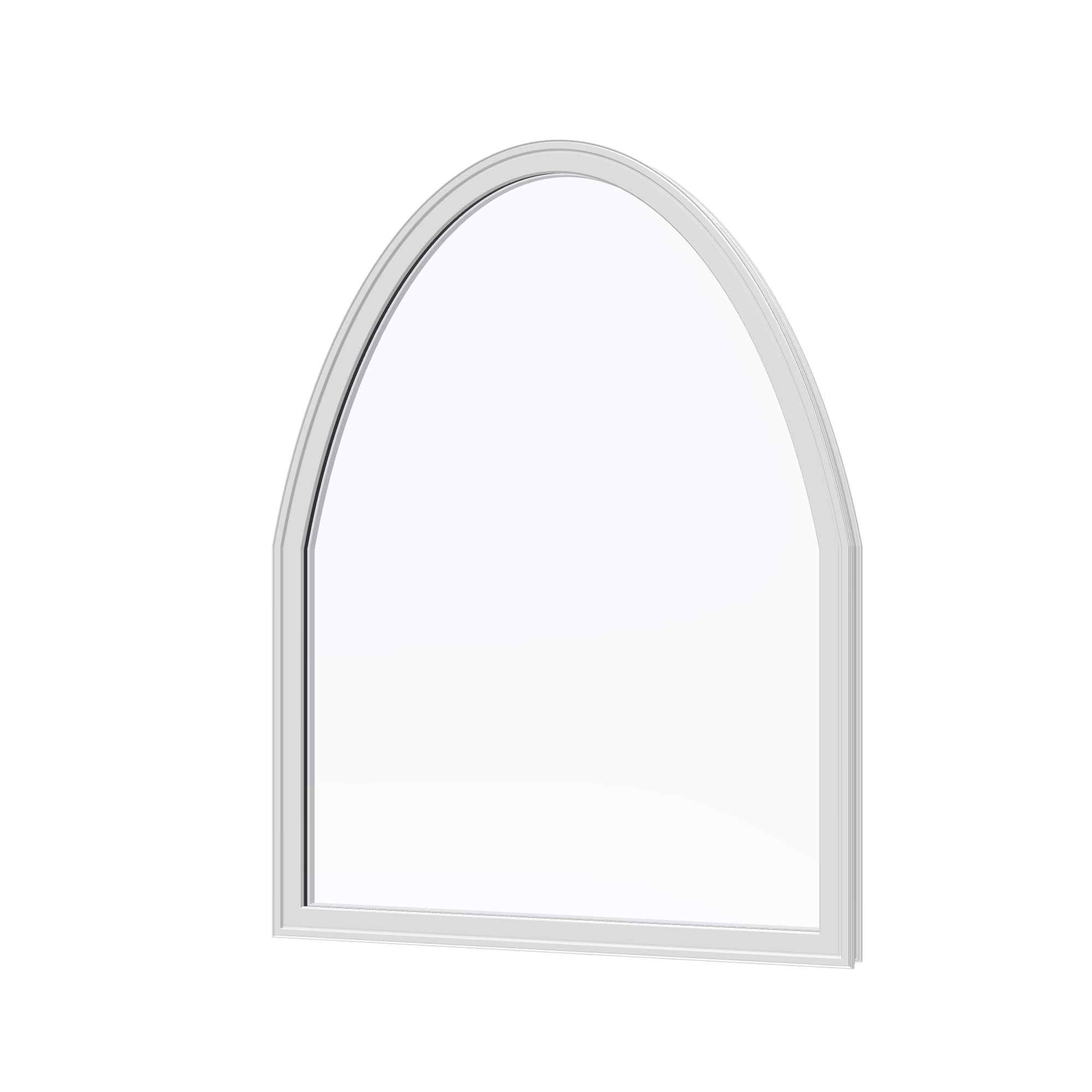 Angled exterior view of the 36 × 48 inch raised segment, white exterior / white interior, without nailing flange