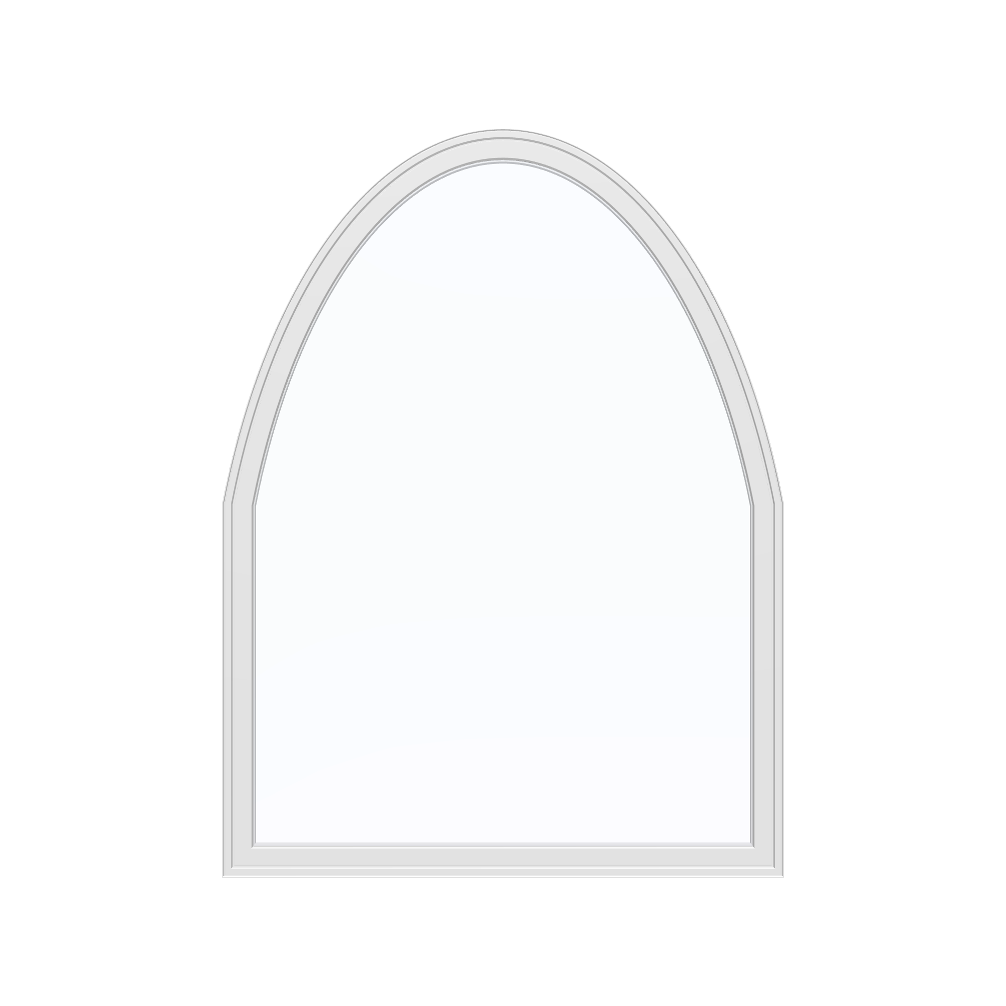 Straight exterior view of the 36 × 48 inch raised segment, white exterior / white interior, without nailing flange