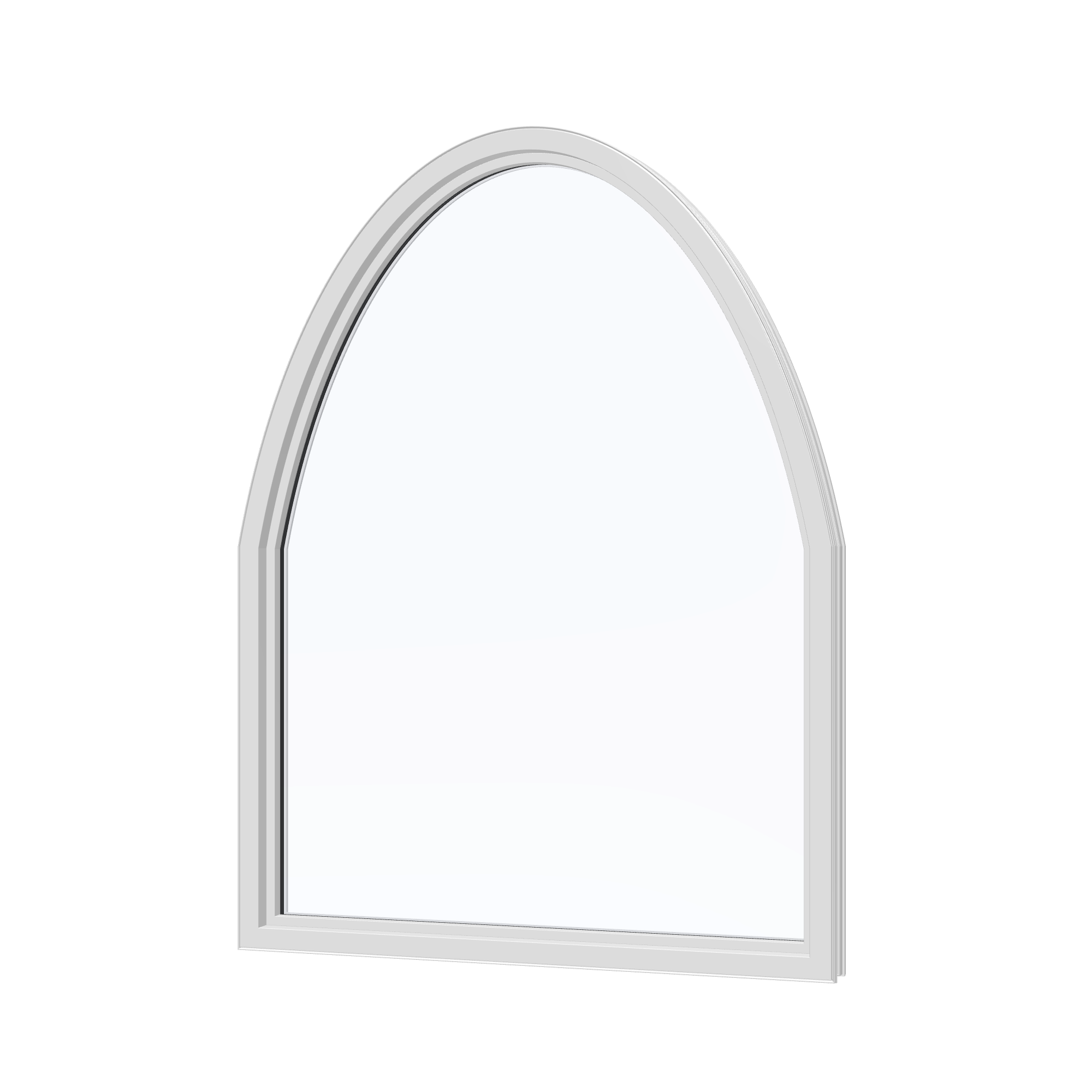 Angled interior view of the 36 × 48 inch raised segment, white exterior / white interior, without nailing flange