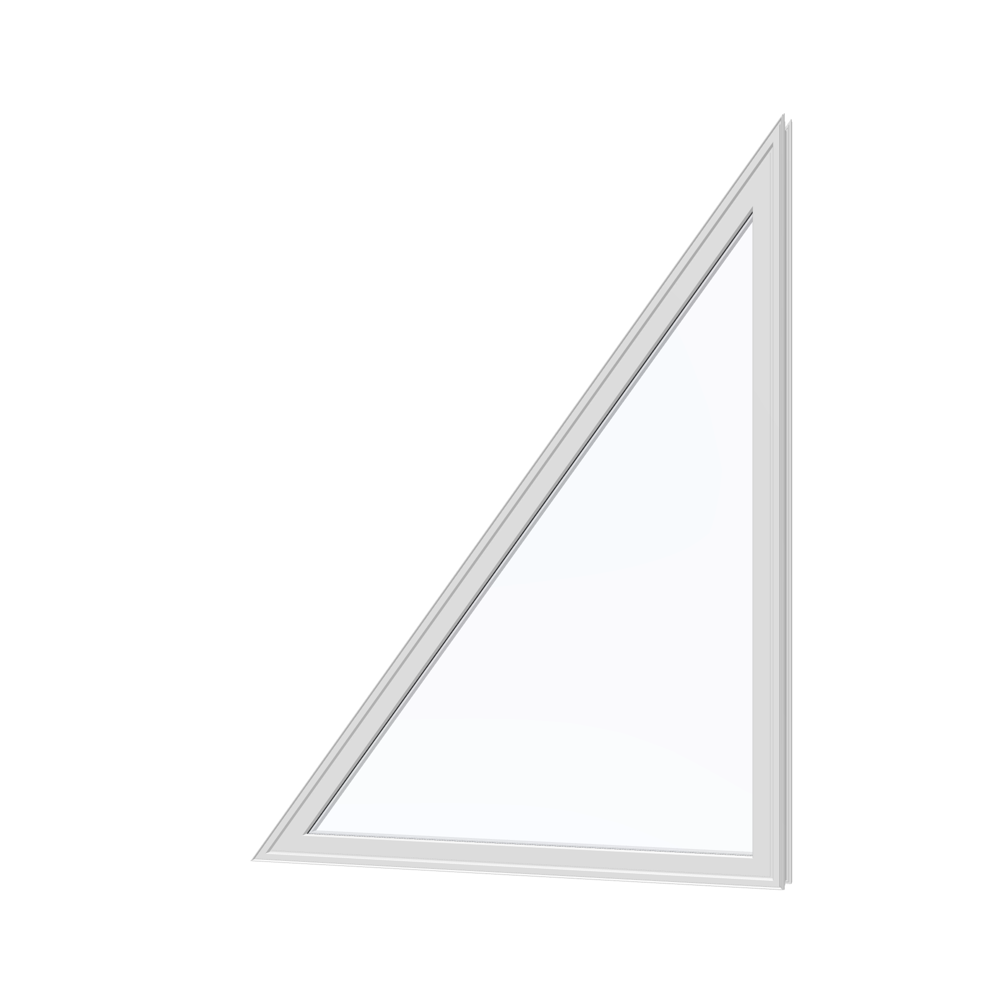 Angled exterior view of the 36 × 48 inch rake head (left), white exterior / white interior, without nailing flange