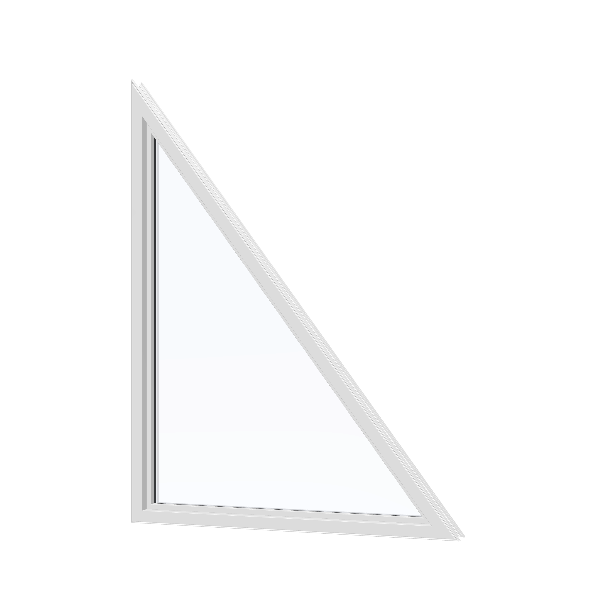 Angled interior view of the 36 × 48 inch rake head (left), white exterior / white interior, without nailing flange