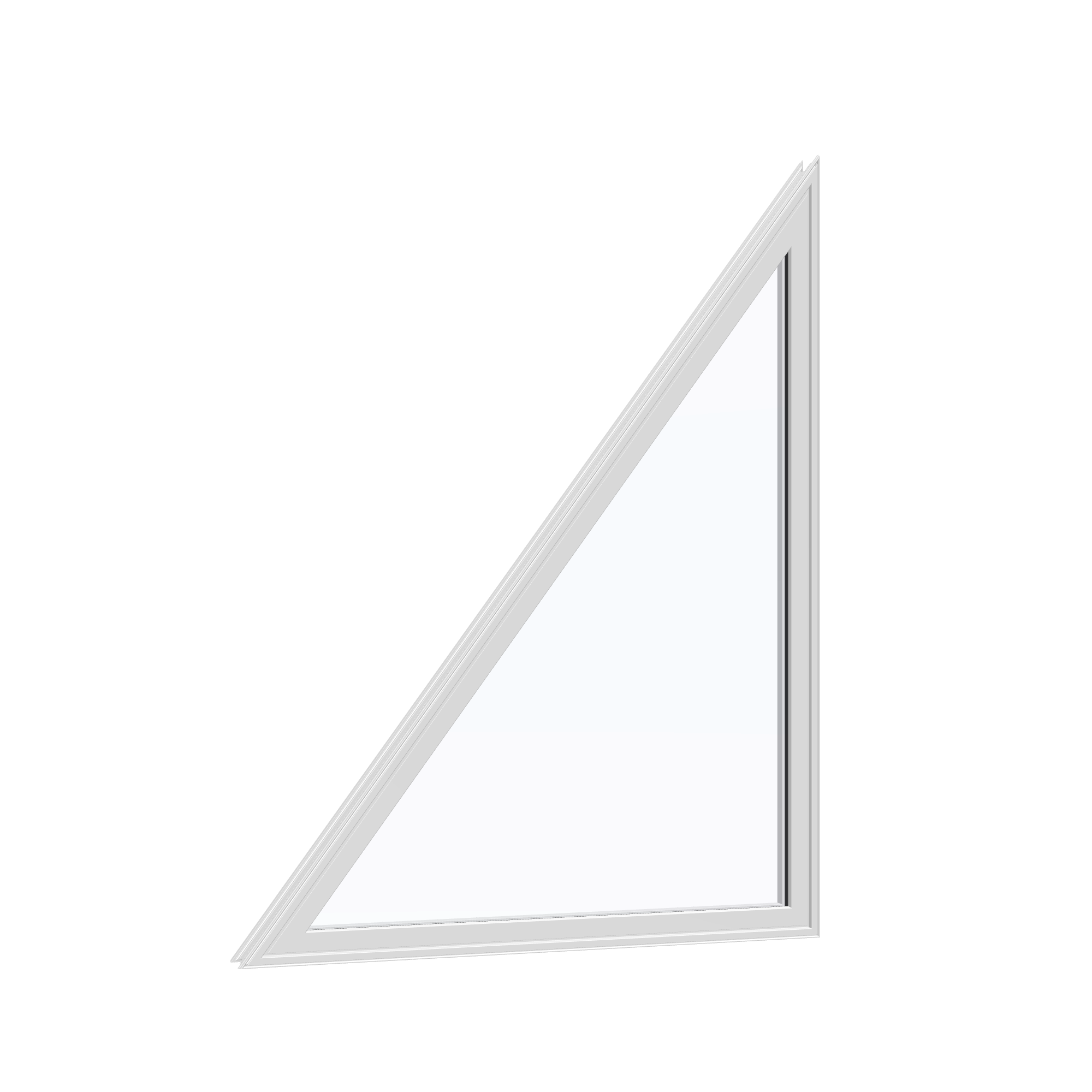 Opposite exterior angle of the 36 × 48 inch rake head (left), white exterior / white interior, without nailing flange
