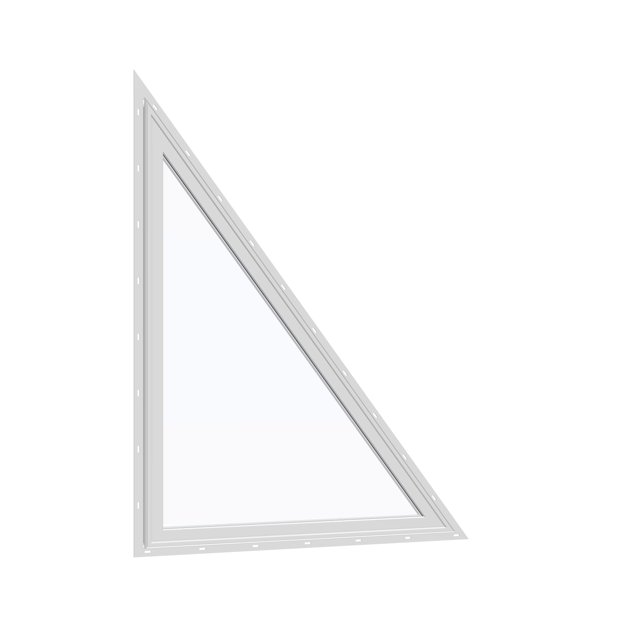 Opposite exterior angle of the 36 × 48 inch rake head (right), white exterior / white interior, with nailing flange