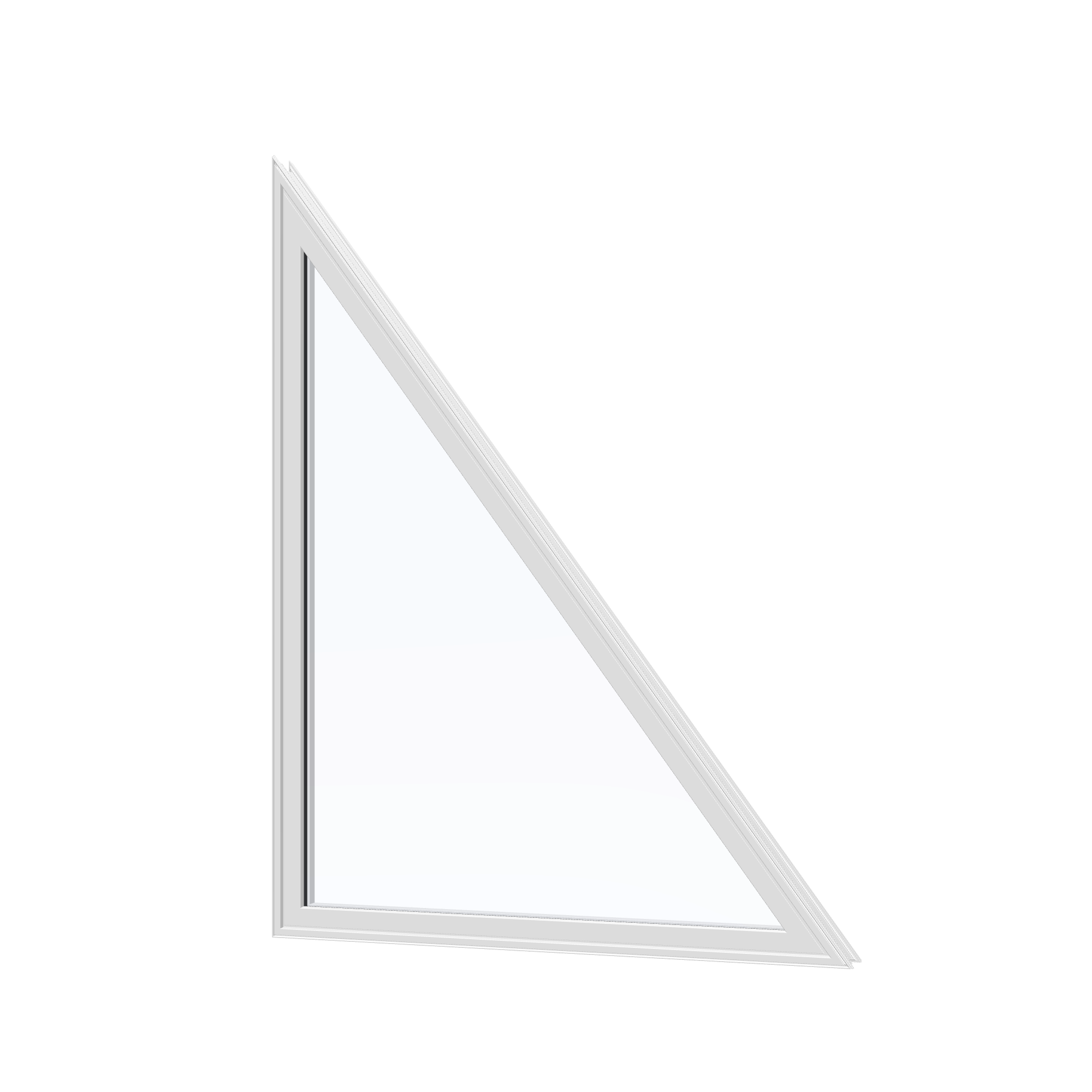 Angled exterior view of the 36 × 48 inch rake head (right), white exterior / white interior, without nailing flange