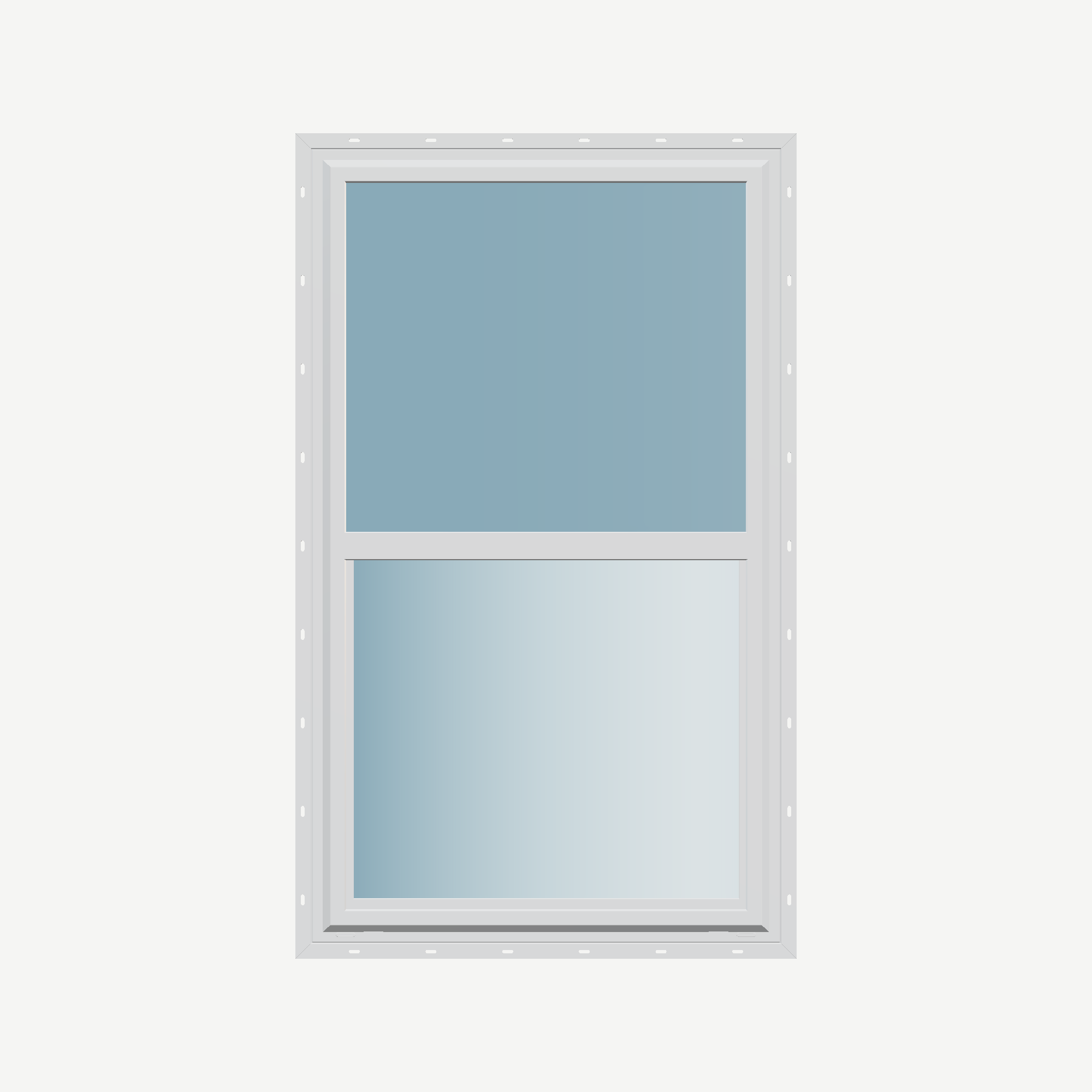 Straight exterior view of the 32 × 54 inch single hung, white exterior / white interior, with nailing flange