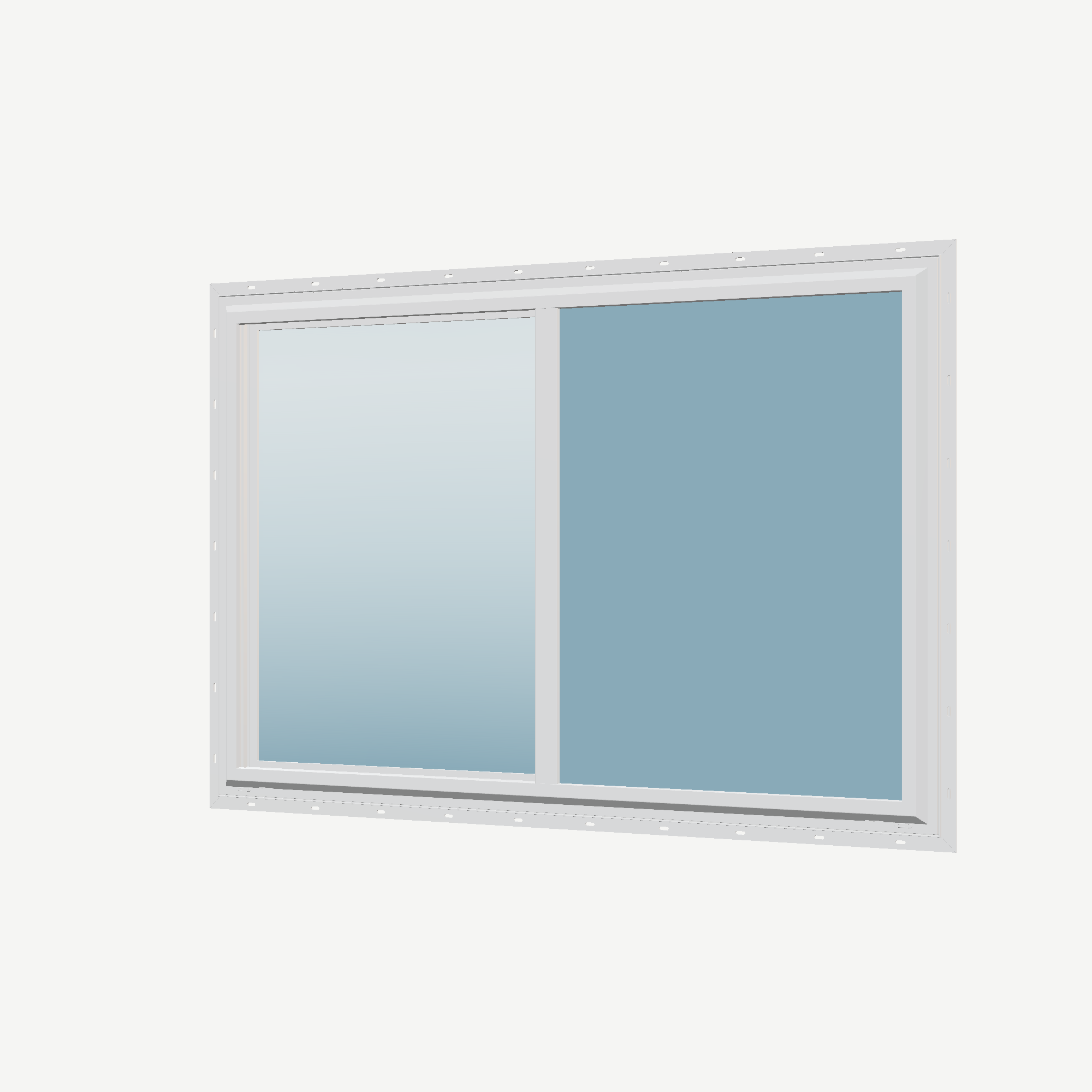Angled exterior view of the 60 × 40 inch single slider, white exterior / white interior, with nailing flange