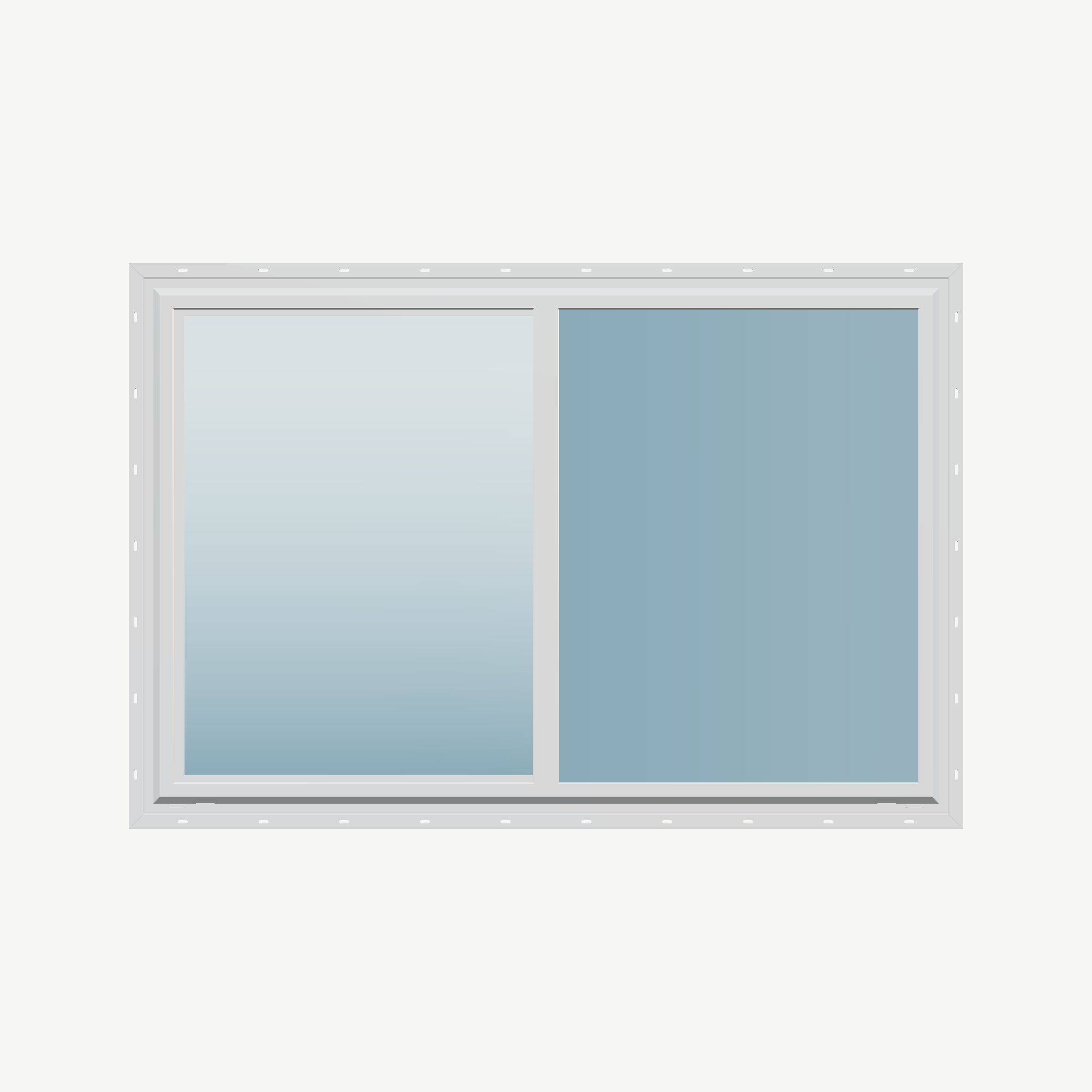 Straight exterior view of the 60 × 40 inch single slider, white exterior / white interior, with nailing flange