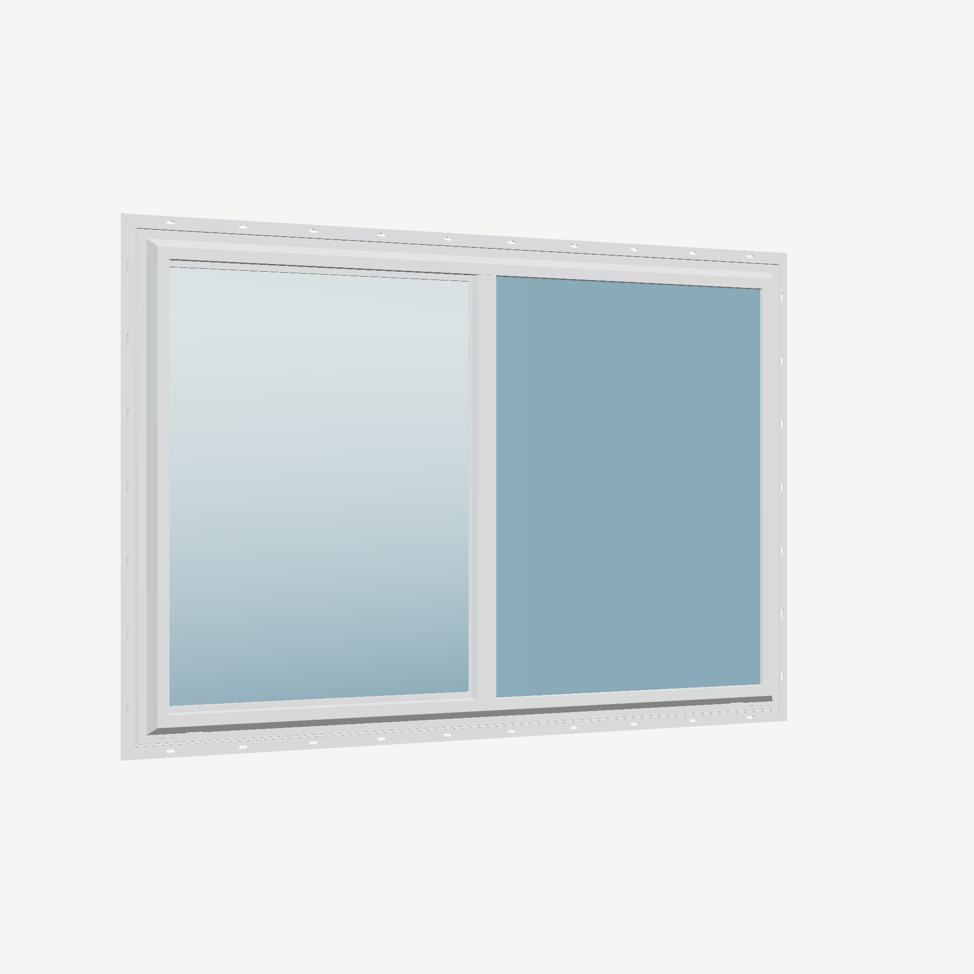 Opposite exterior angle of the 60 × 40 inch single slider, white exterior / white interior, with nailing flange