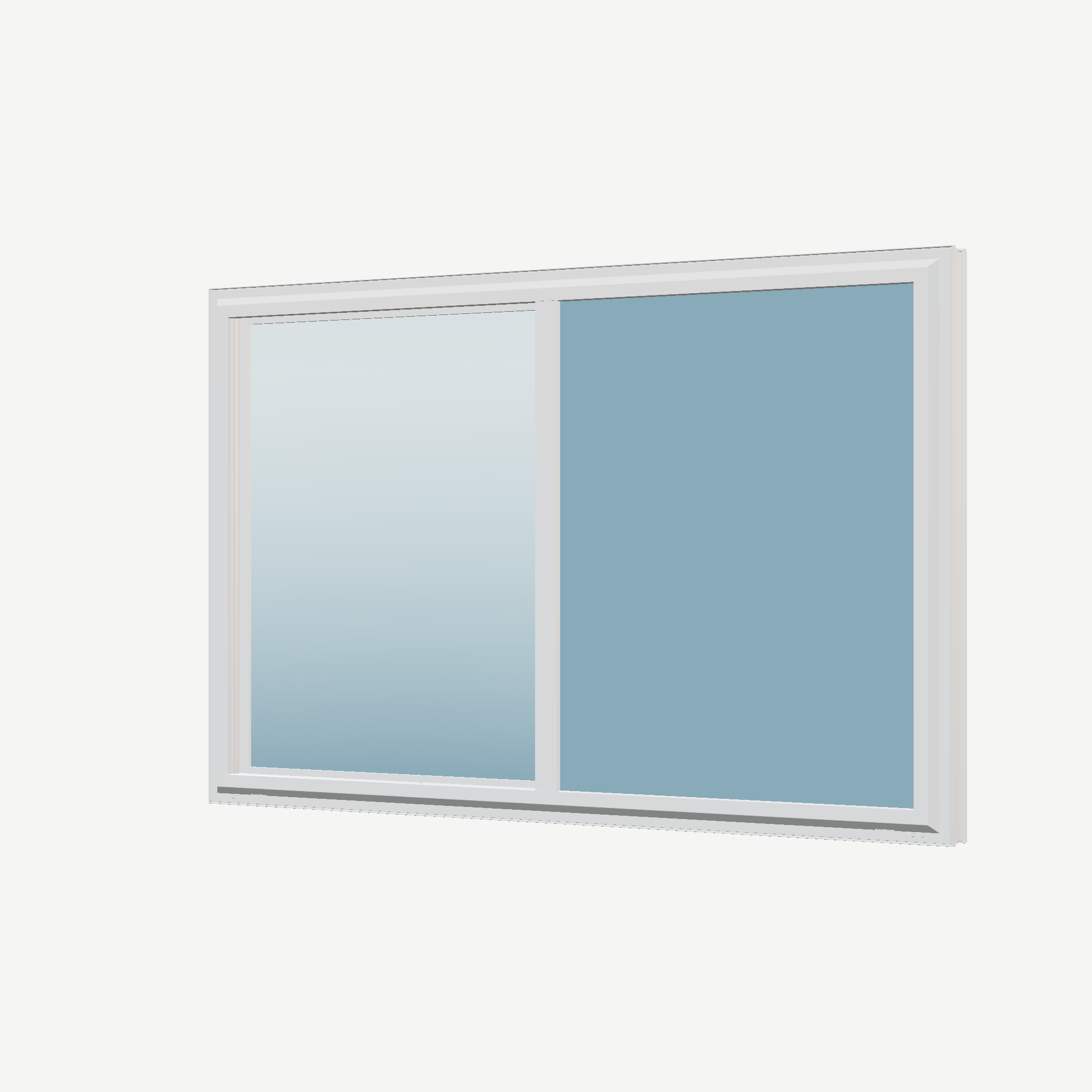 Angled exterior view of the 60 × 40 inch single slider, white exterior / white interior, without nailing flange