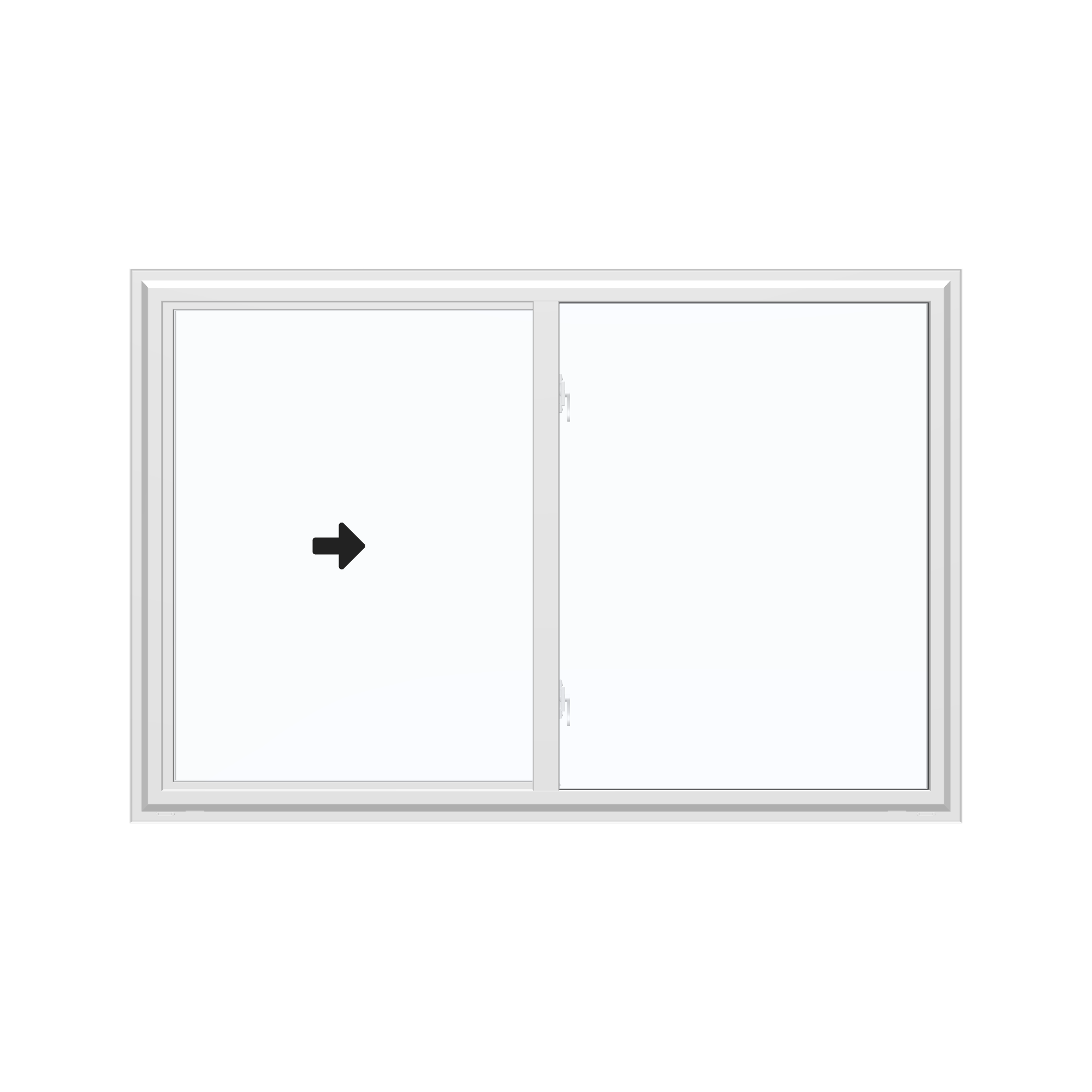 Straight exterior view of the 60 × 40 inch single slider, white exterior / white interior, without nailing flange