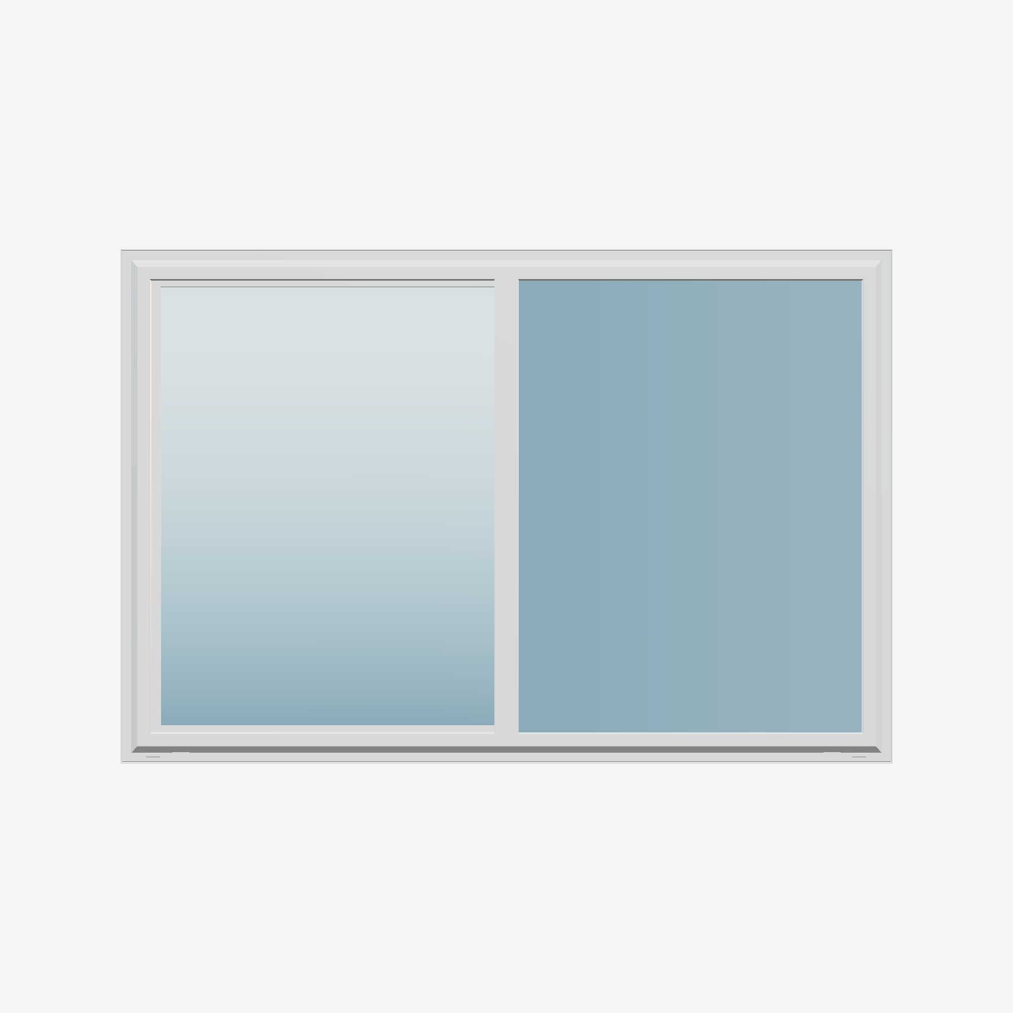 Straight exterior view of the 60 × 40 inch single slider, white exterior / white interior, without nailing flange