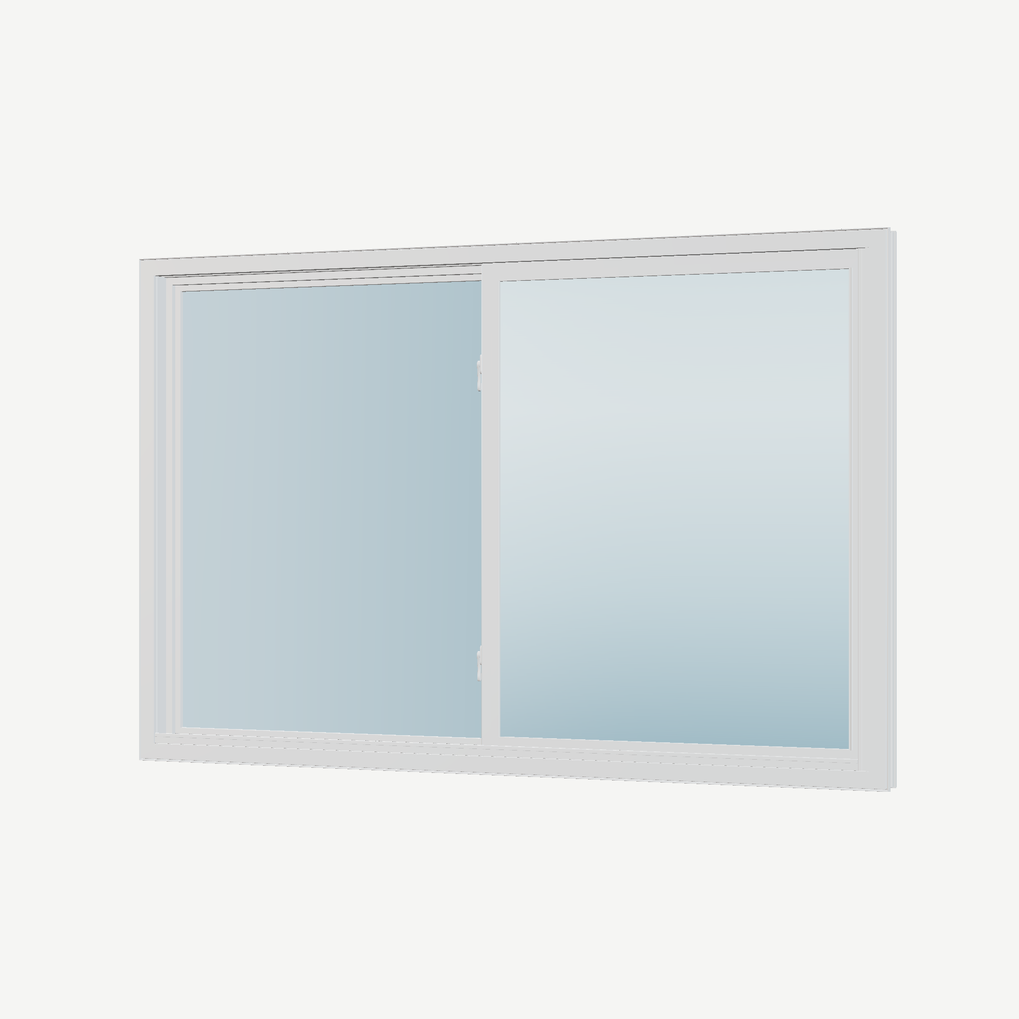 Angled interior view of the 60 × 40 inch single slider, white exterior / white interior, without nailing flange