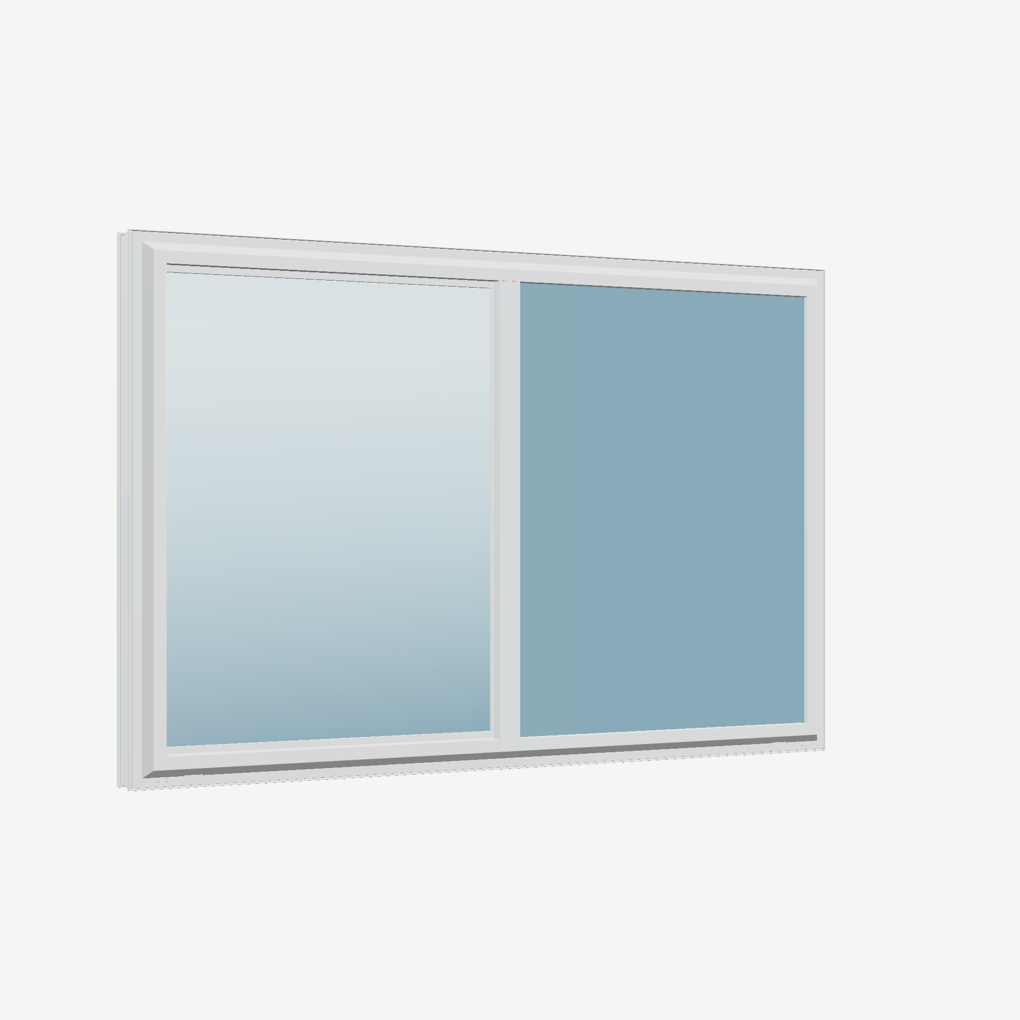 Opposite exterior angle of the 60 × 40 inch single slider, white exterior / white interior, without nailing flange
