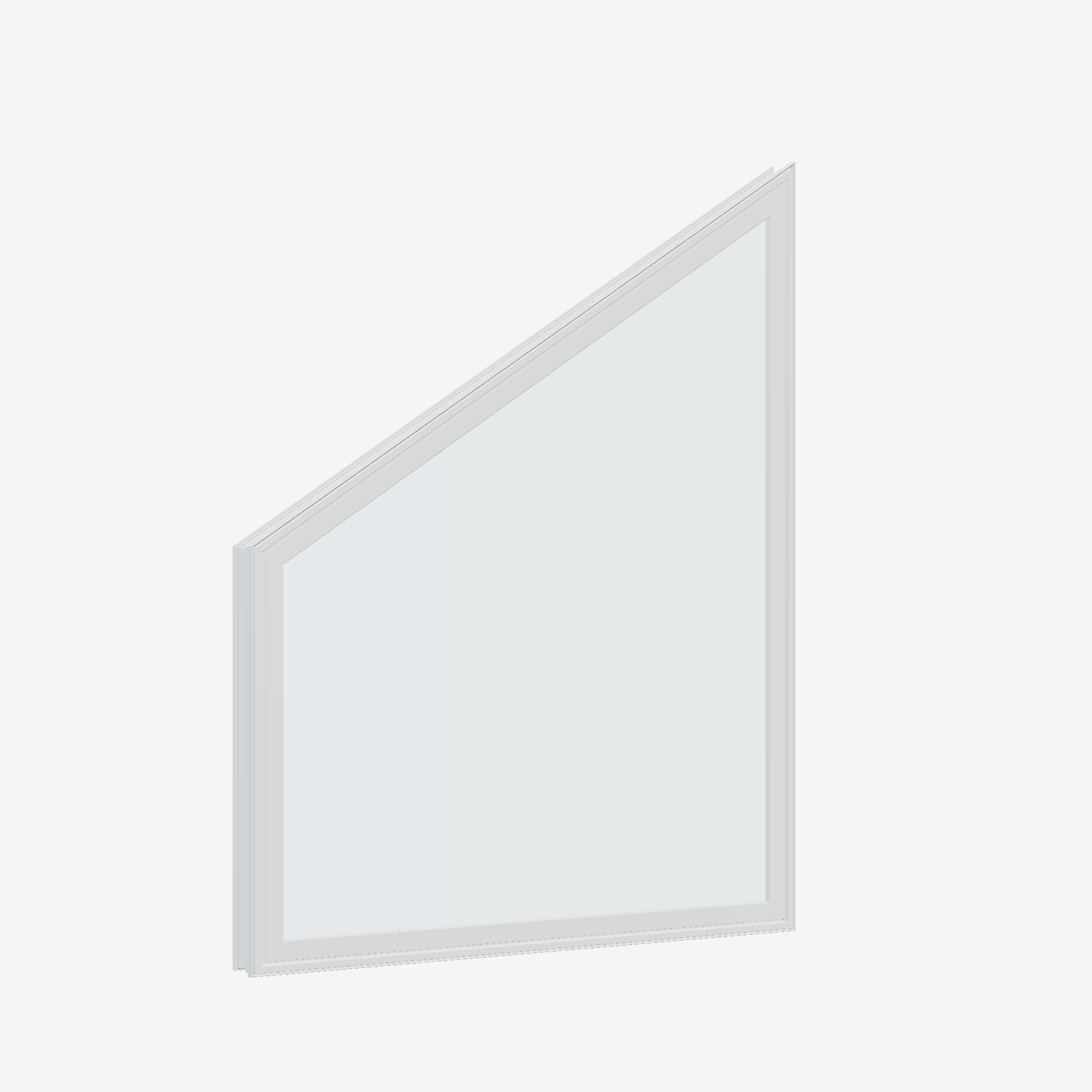 Opposite exterior angle of the 36 × 48 inch trapezoid (left), white exterior / white interior, without nailing flange