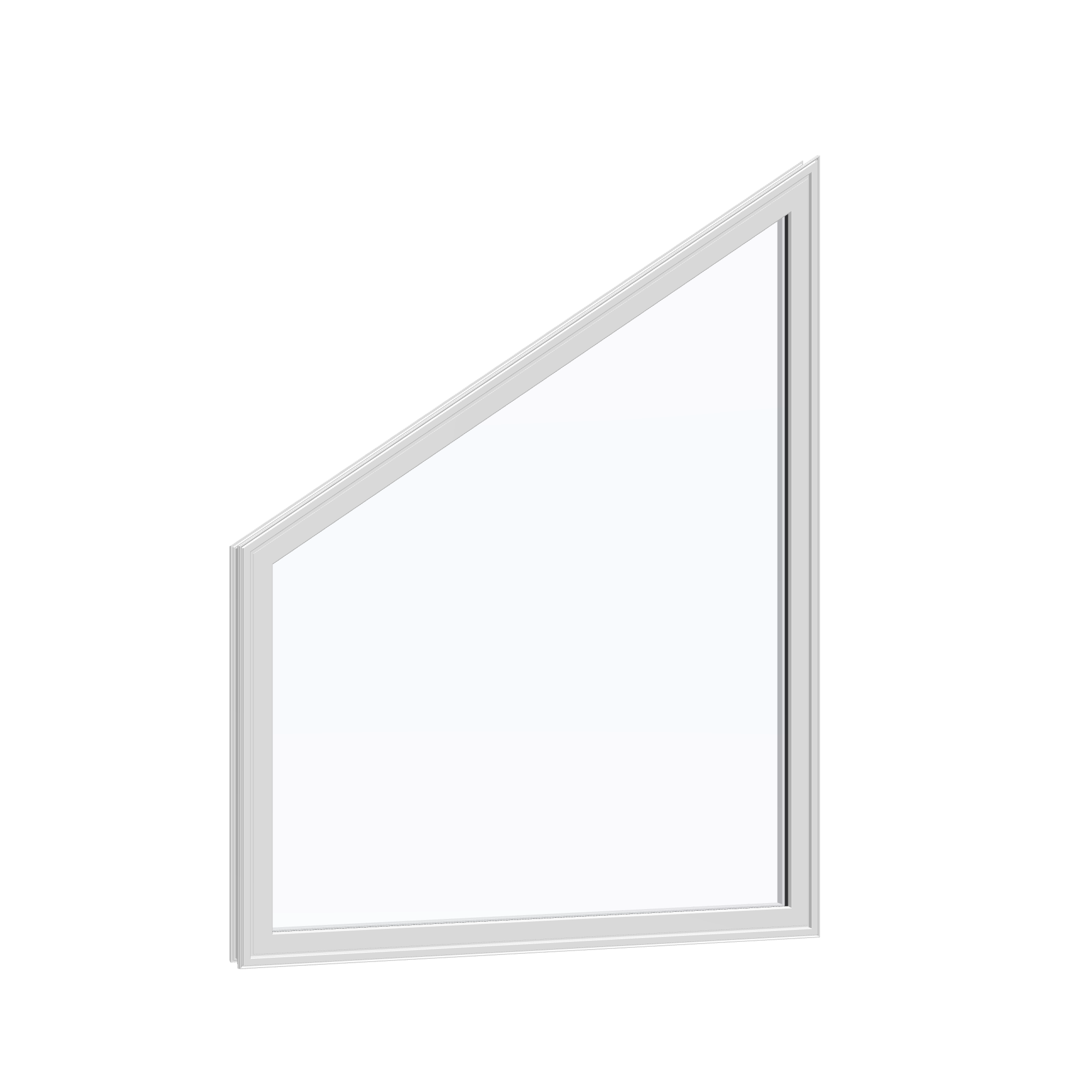 Opposite exterior angle of the 36 × 48 inch trapezoid (left), white exterior / white interior, without nailing flange