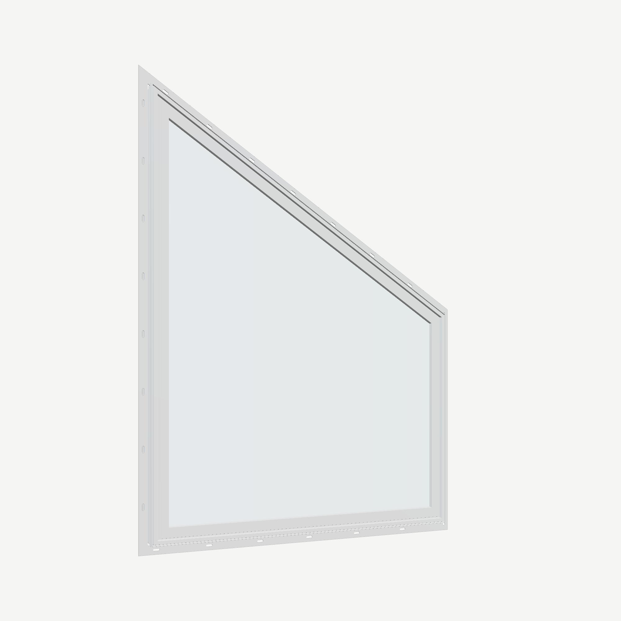 Opposite exterior angle of the 36 × 48 inch trapezoid (right), white exterior / white interior, with nailing flange
