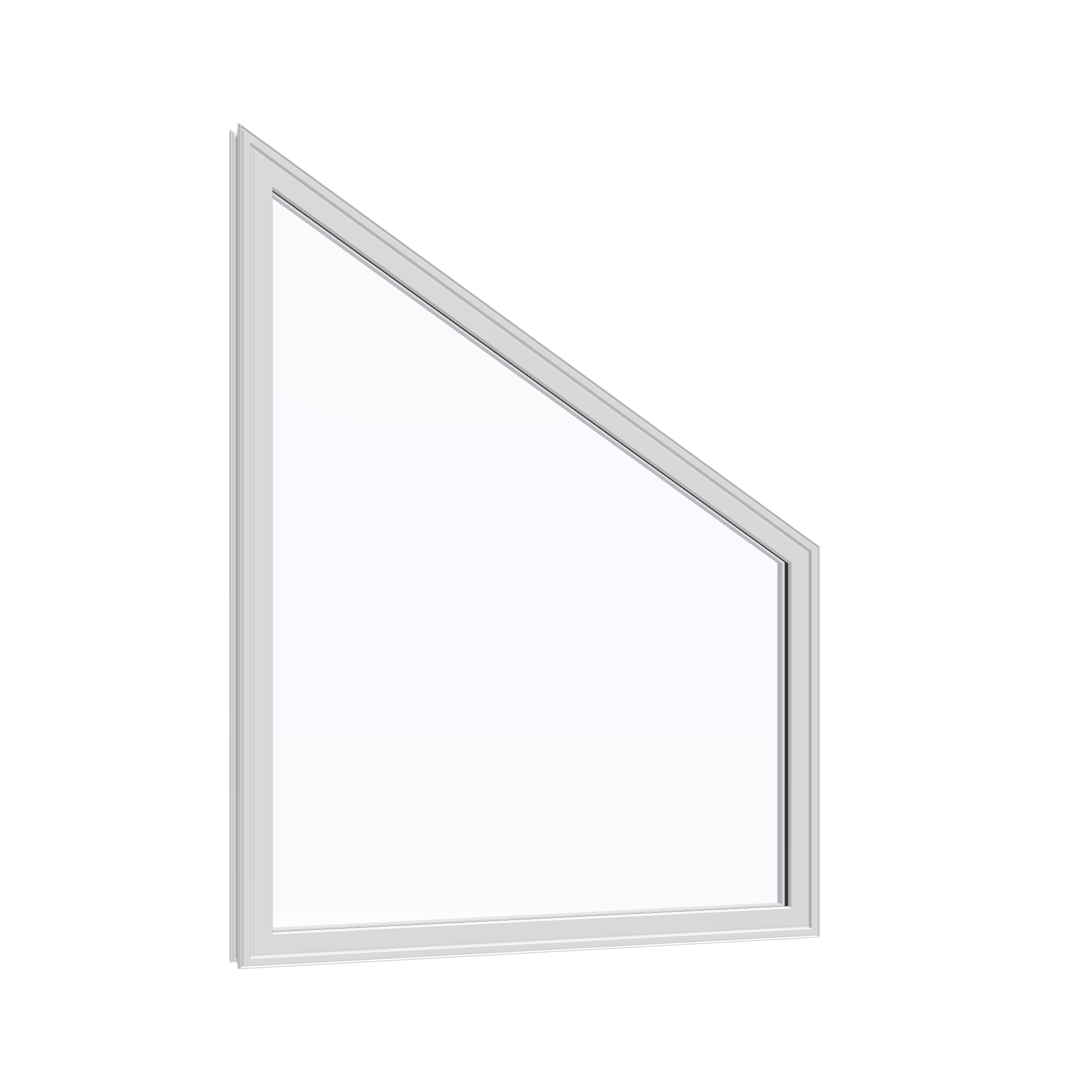 Opposite exterior angle of the 36 × 48 inch trapezoid (right), white exterior / white interior, without nailing flange