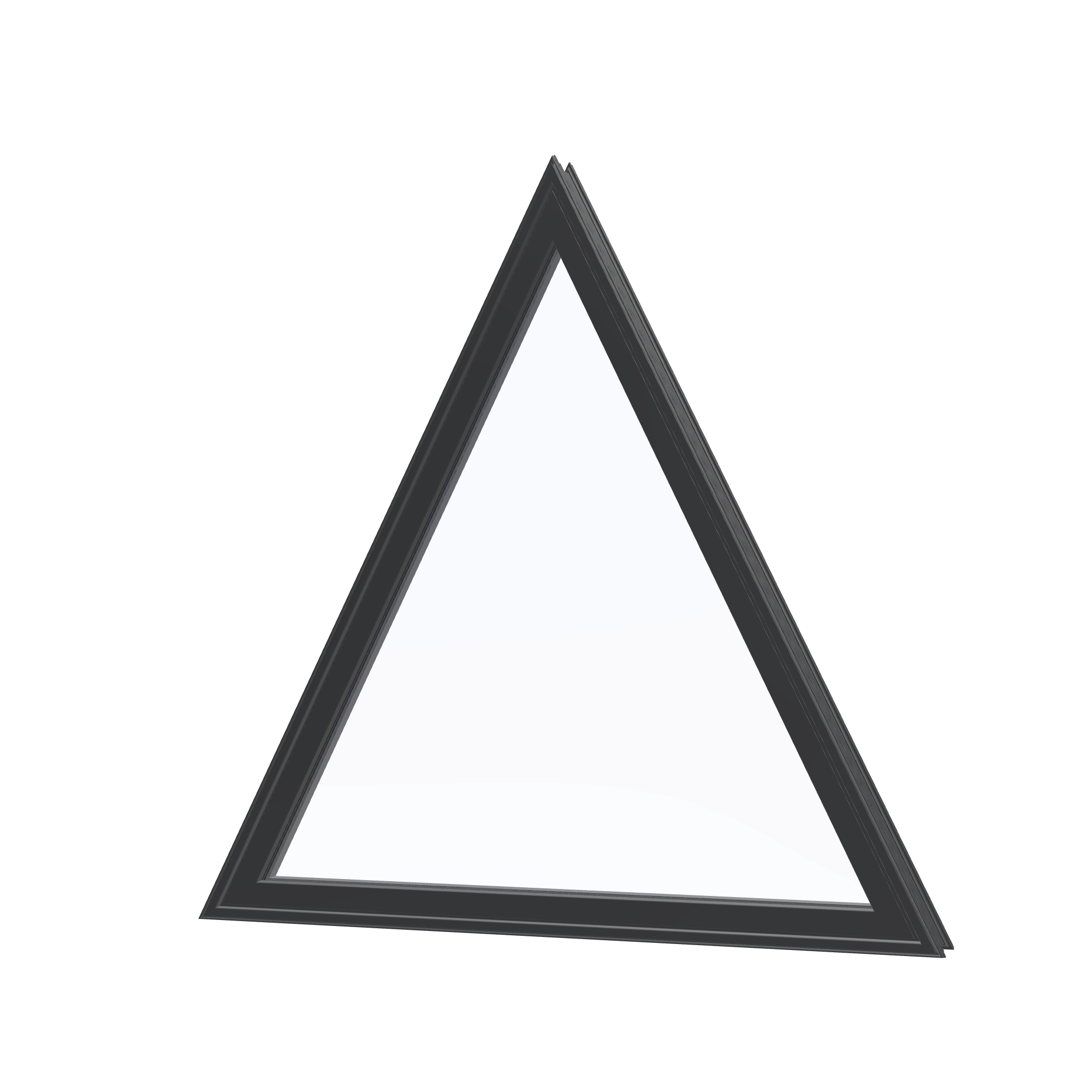 Angled exterior view of the 36 × 36 inch triangle, black exterior / black interior, without nailing flange