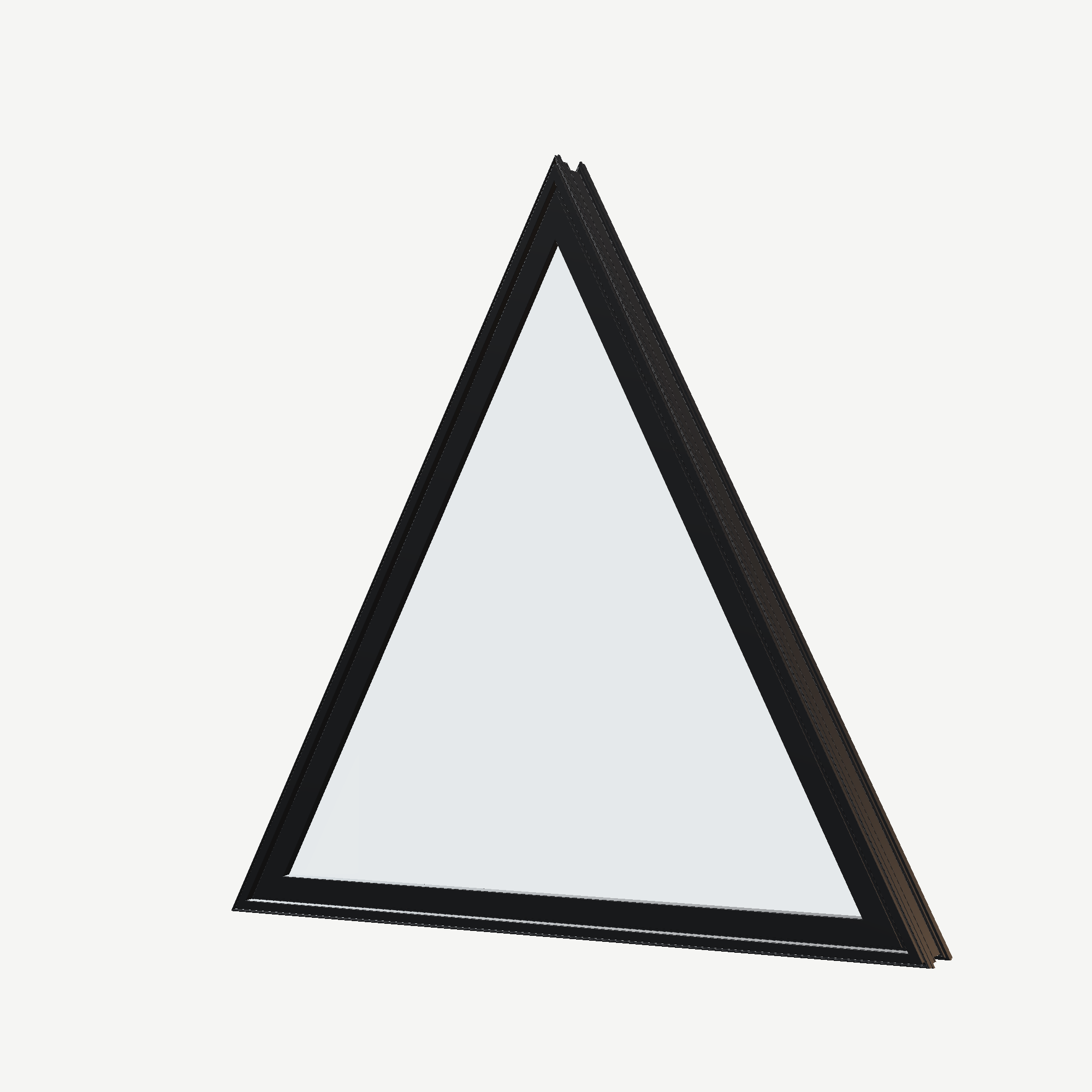 Angled exterior view of the 36 × 36 inch triangle, black exterior / black interior, without nailing flange