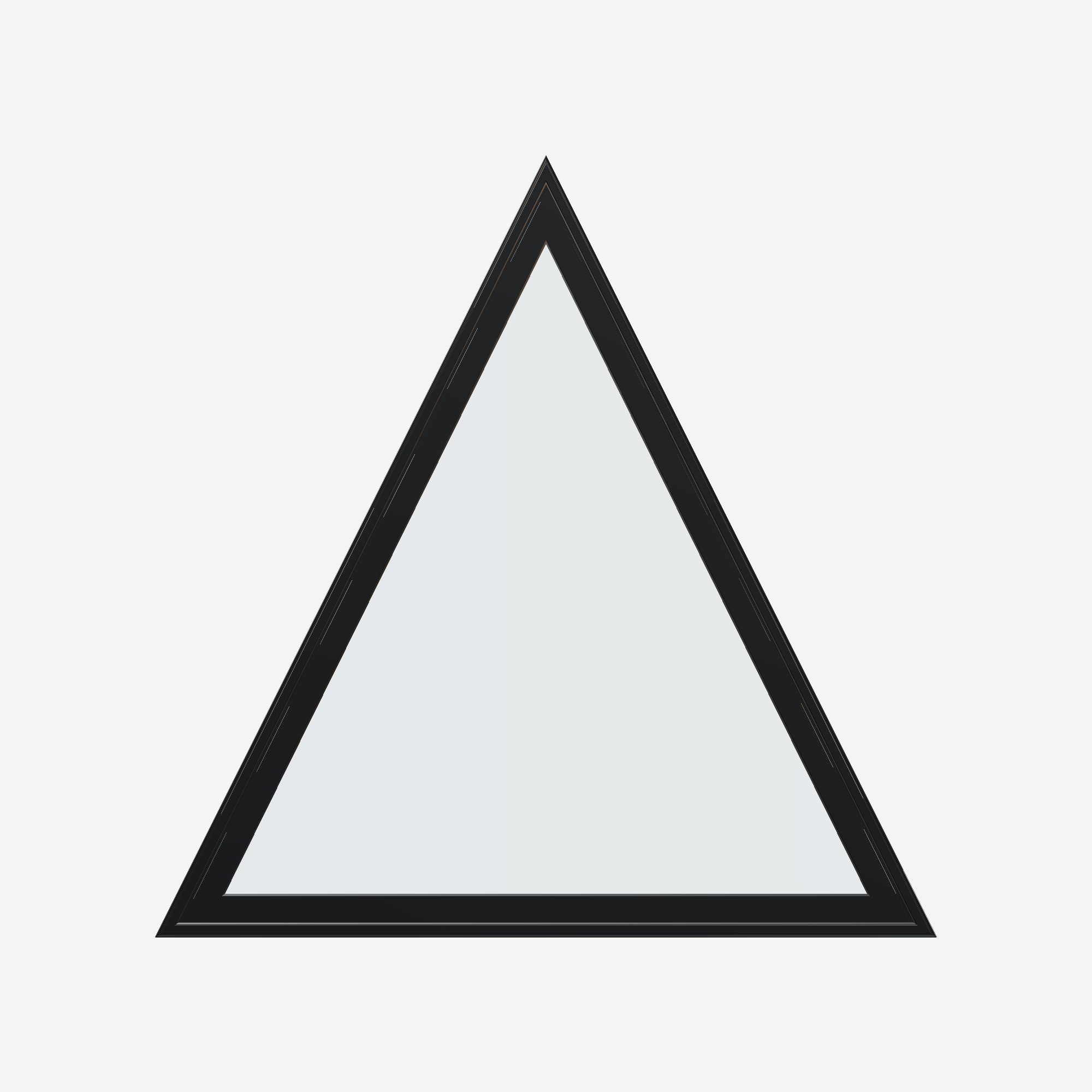 Straight exterior view of the 36 × 36 inch triangle, black exterior / black interior, without nailing flange