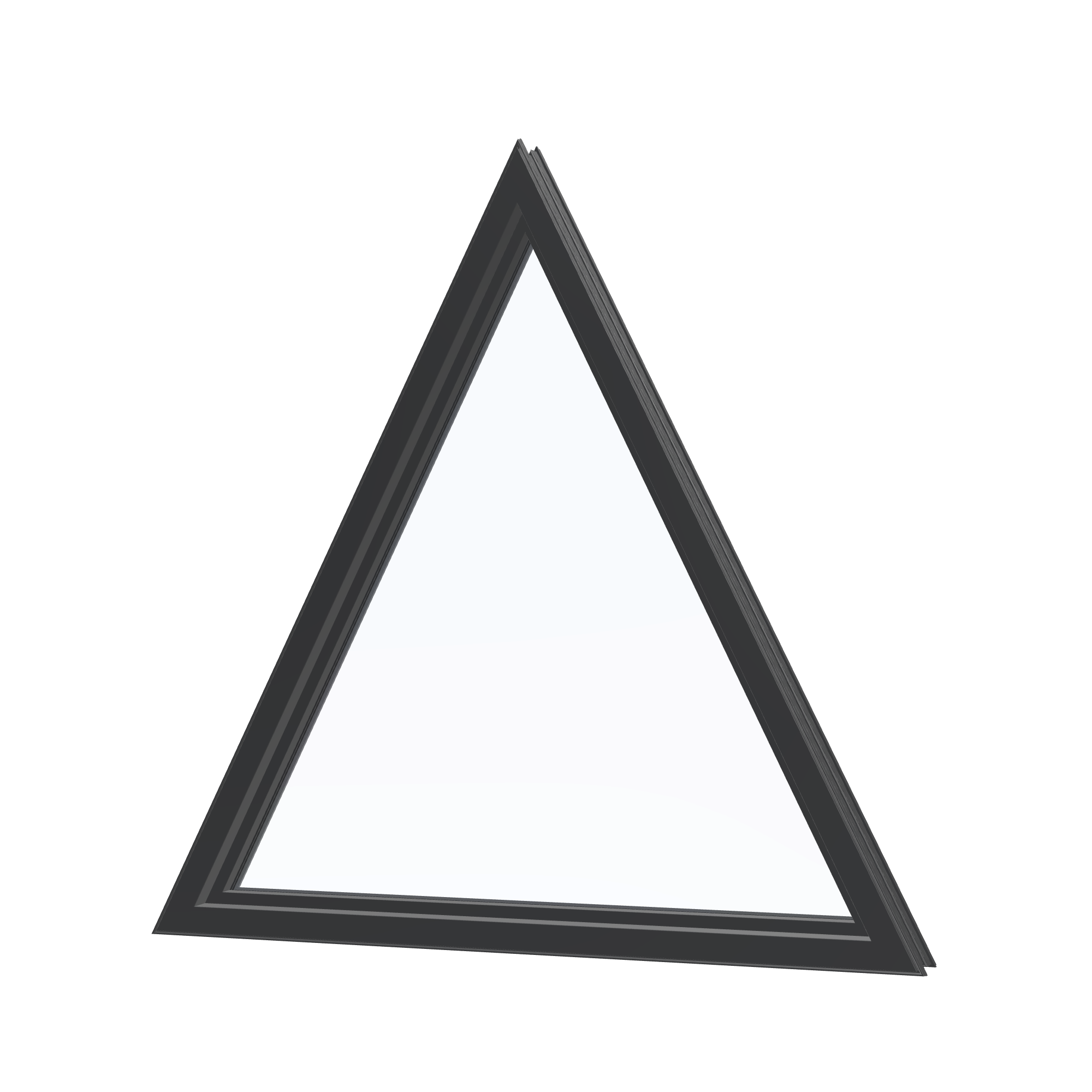 Angled interior view of the 36 × 36 inch triangle, black exterior / black interior, without nailing flange
