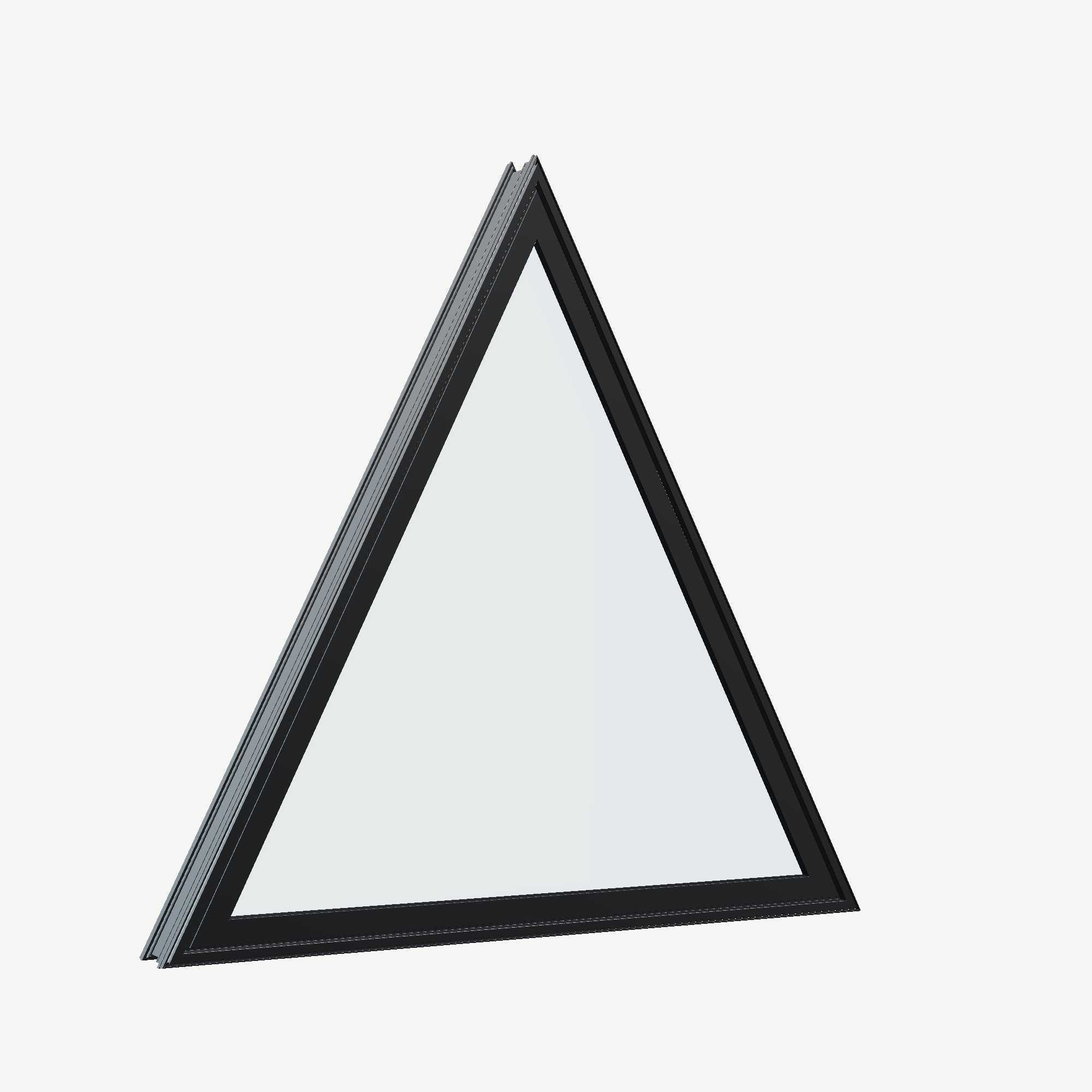Opposite exterior angle of the 36 × 36 inch triangle, black exterior / black interior, without nailing flange