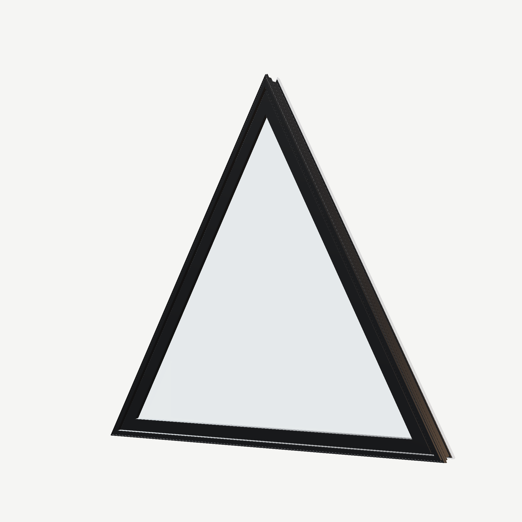 Angled exterior view of the 36 × 36 inch triangle, black exterior / white interior, without nailing flange