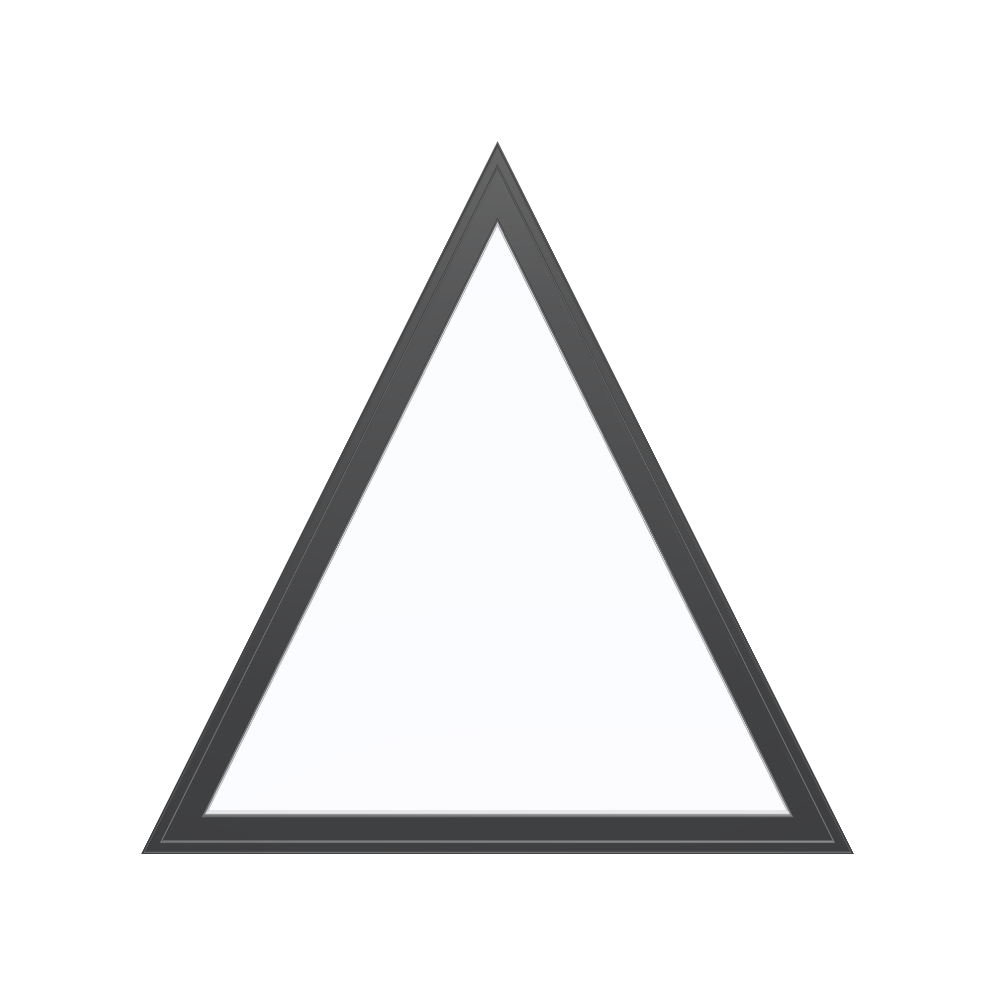Straight exterior view of the 36 × 36 inch triangle, black exterior / white interior, without nailing flange