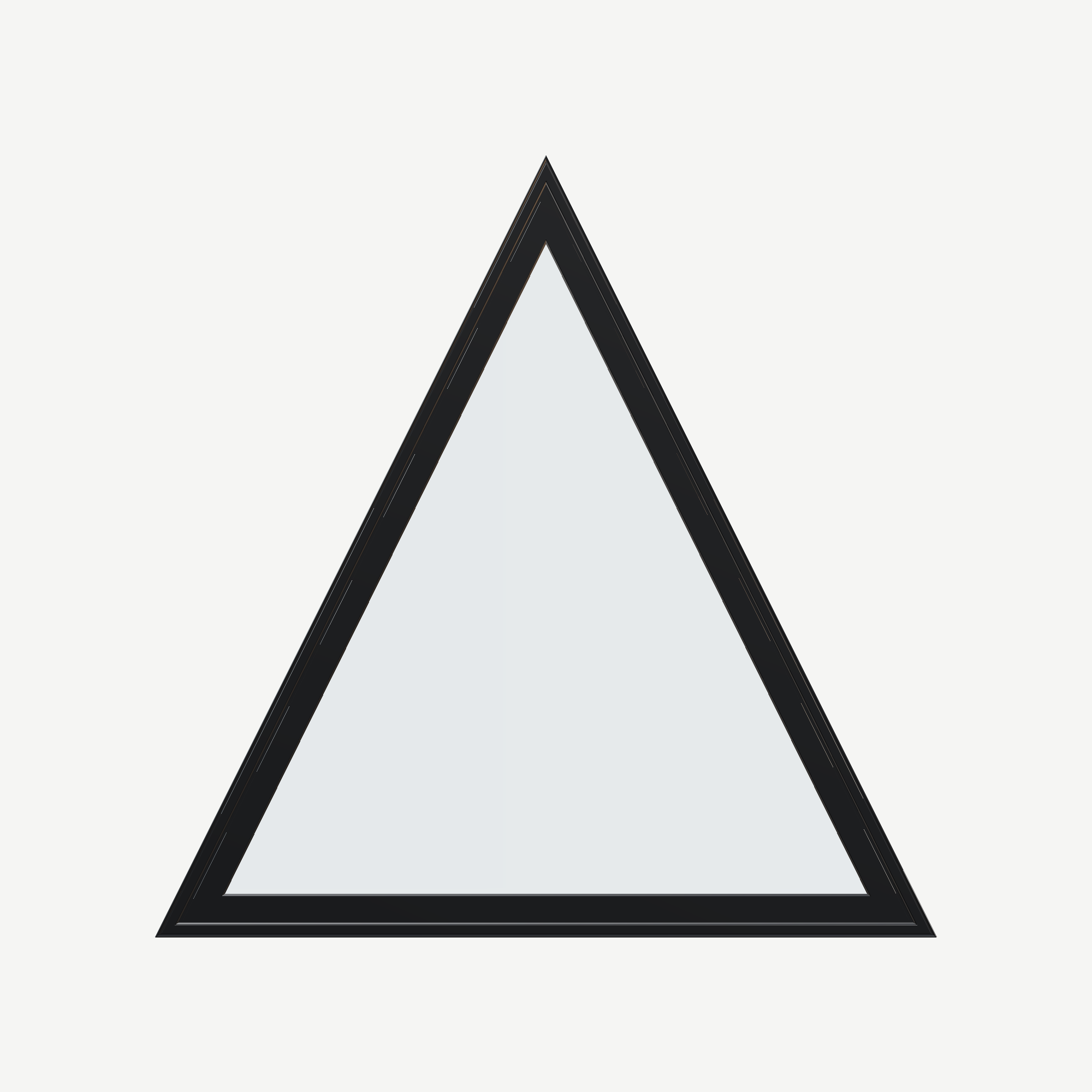 Straight exterior view of the 36 × 36 inch triangle, black exterior / white interior, without nailing flange