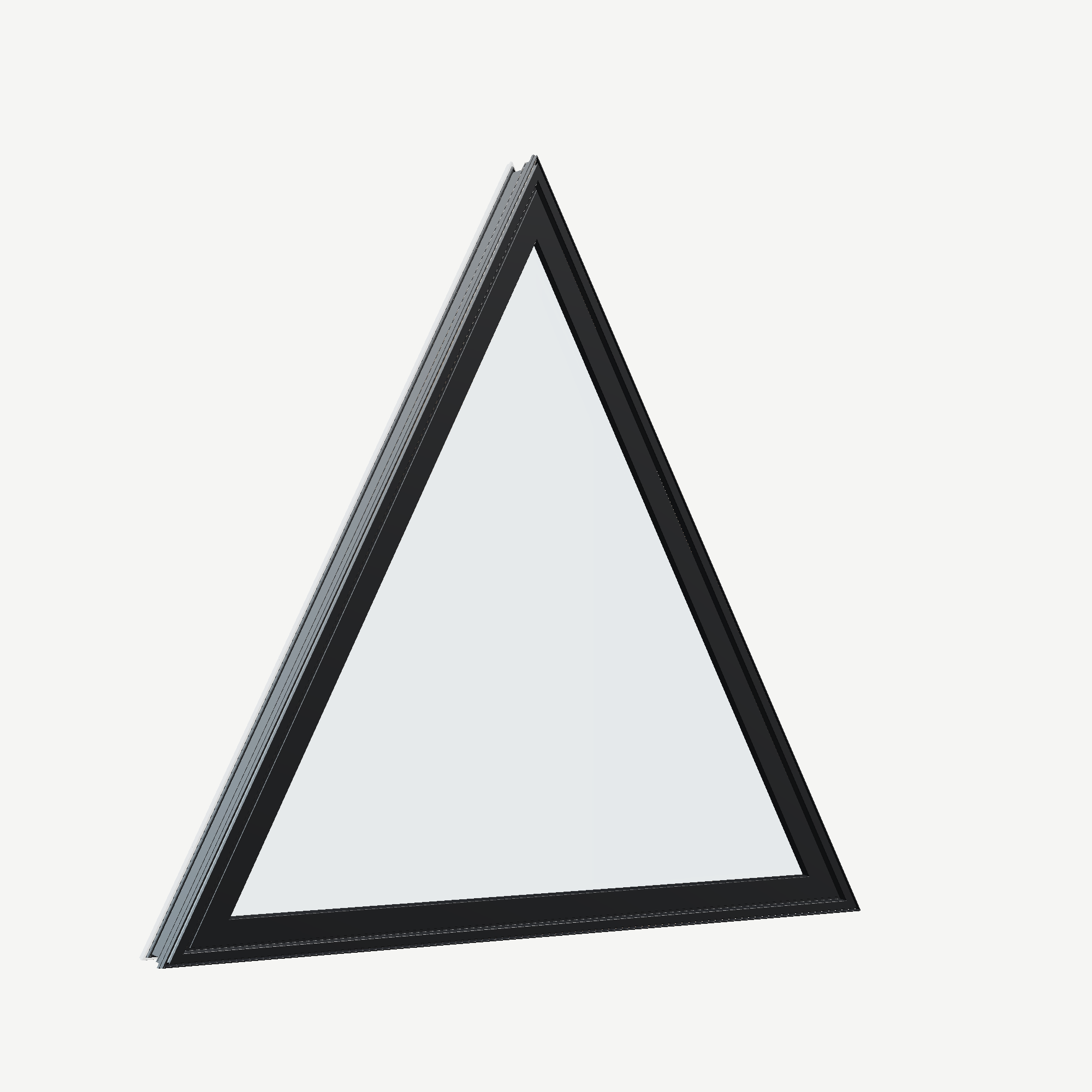 Opposite exterior angle of the 36 × 36 inch triangle, black exterior / white interior, without nailing flange