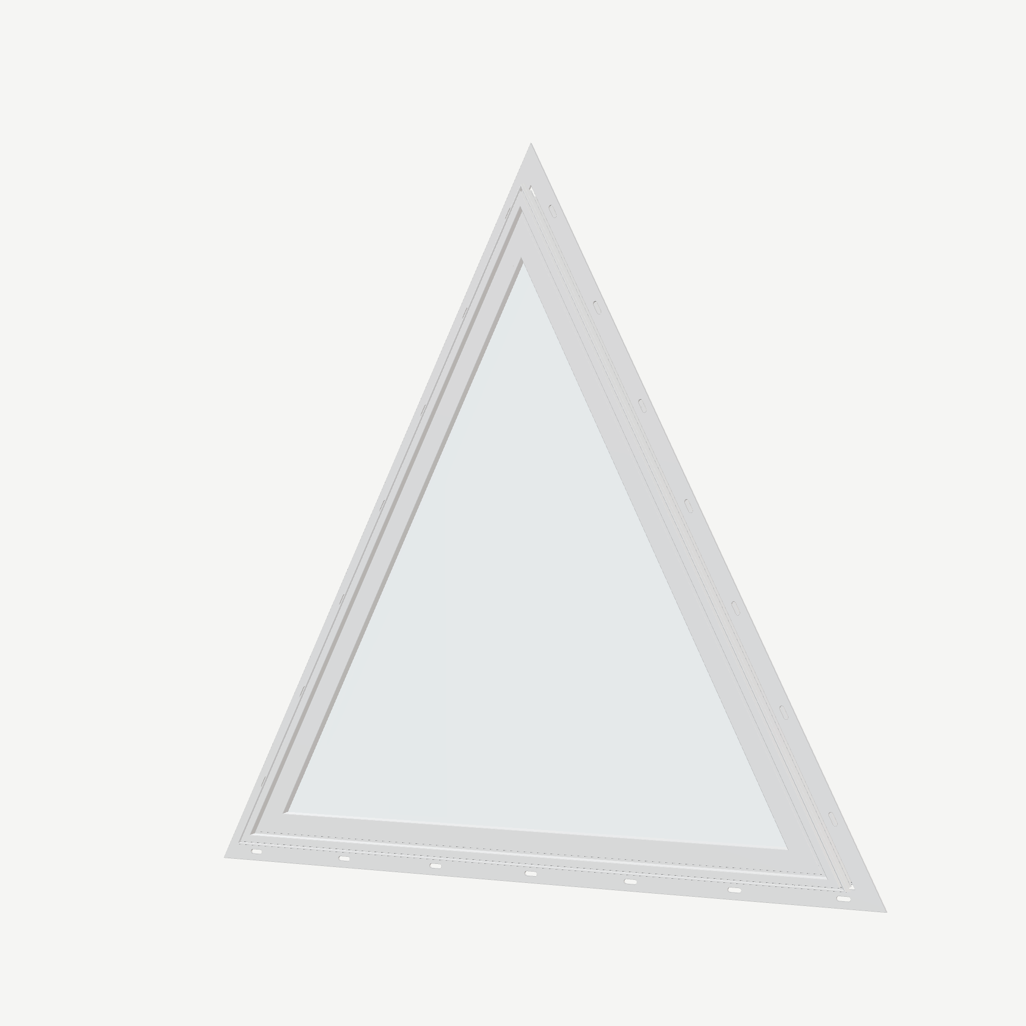 Angled exterior view of the 36 × 36 inch triangle, white exterior / white interior, with nailing flange