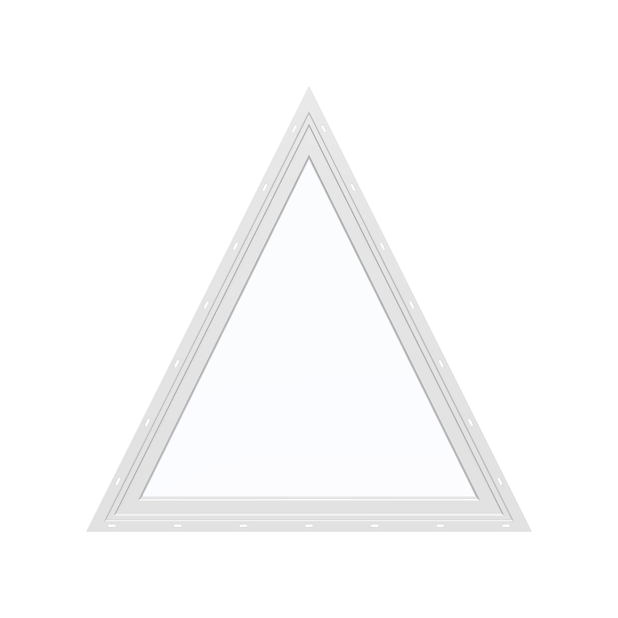 Straight exterior view of the 36 × 36 inch triangle, white exterior / white interior, with nailing flange