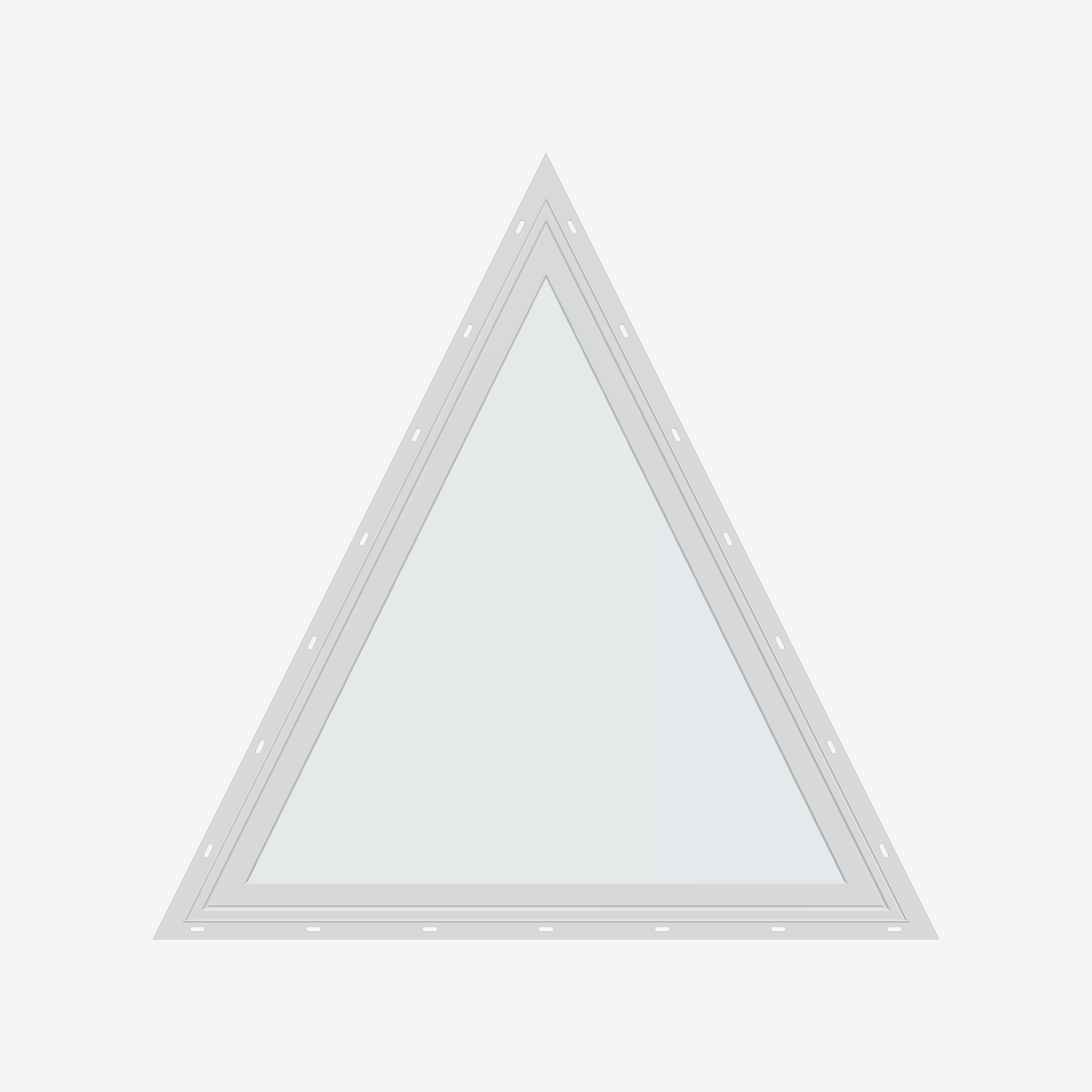 Straight exterior view of the 36 × 36 inch triangle, white exterior / white interior, with nailing flange