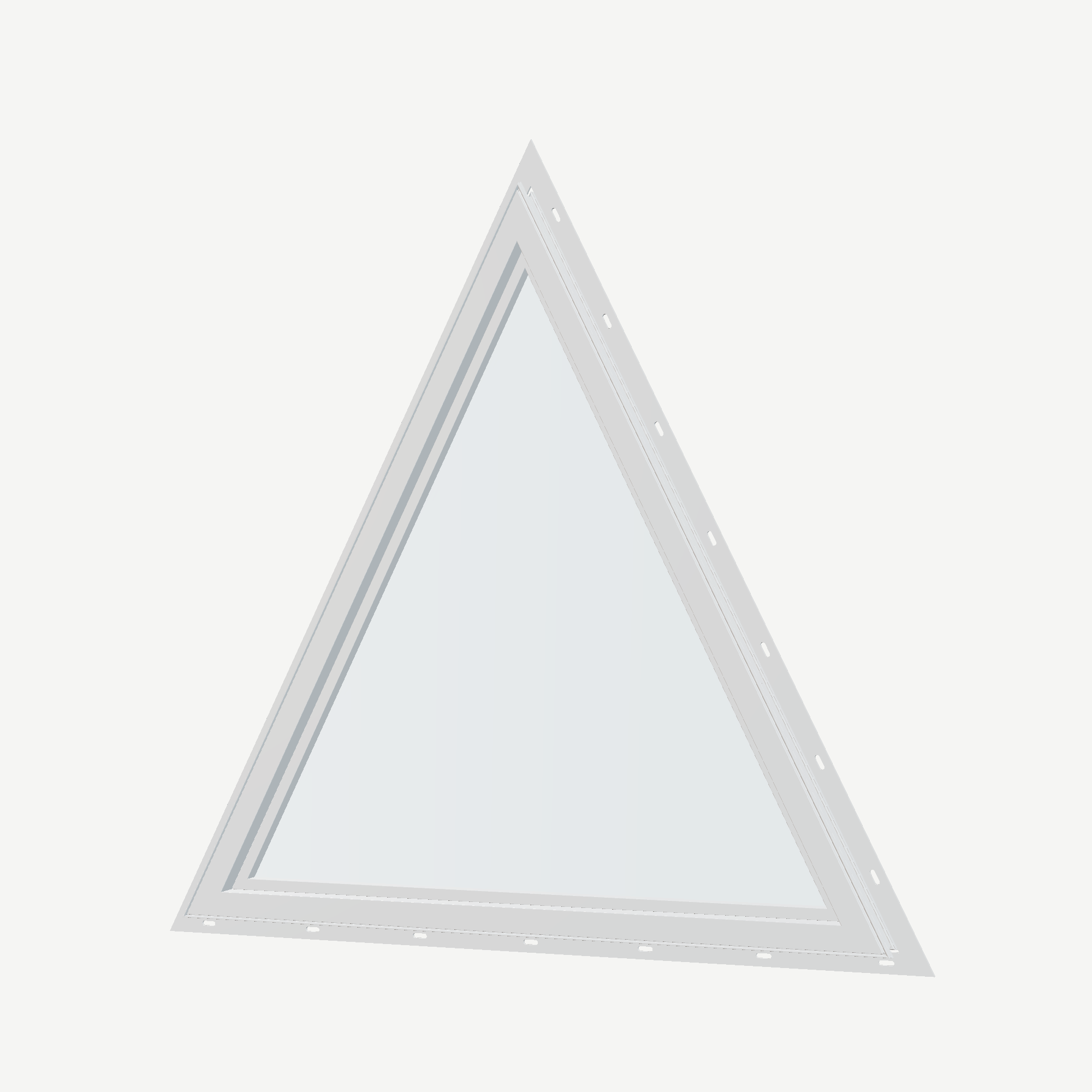 Angled interior view of the 36 × 36 inch triangle, white exterior / white interior, with nailing flange