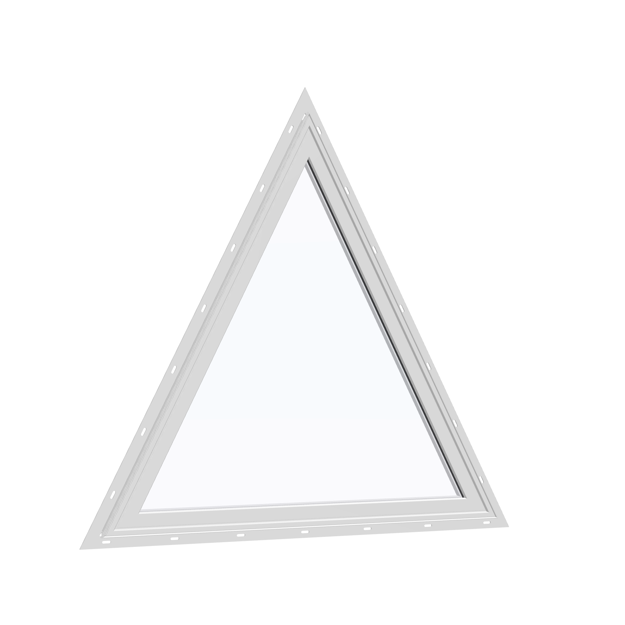 Opposite exterior angle of the 36 × 36 inch triangle, white exterior / white interior, with nailing flange