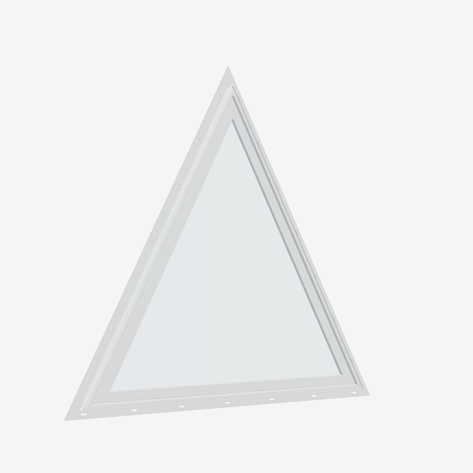 Opposite exterior angle of the 36 × 36 inch triangle, white exterior / white interior, with nailing flange