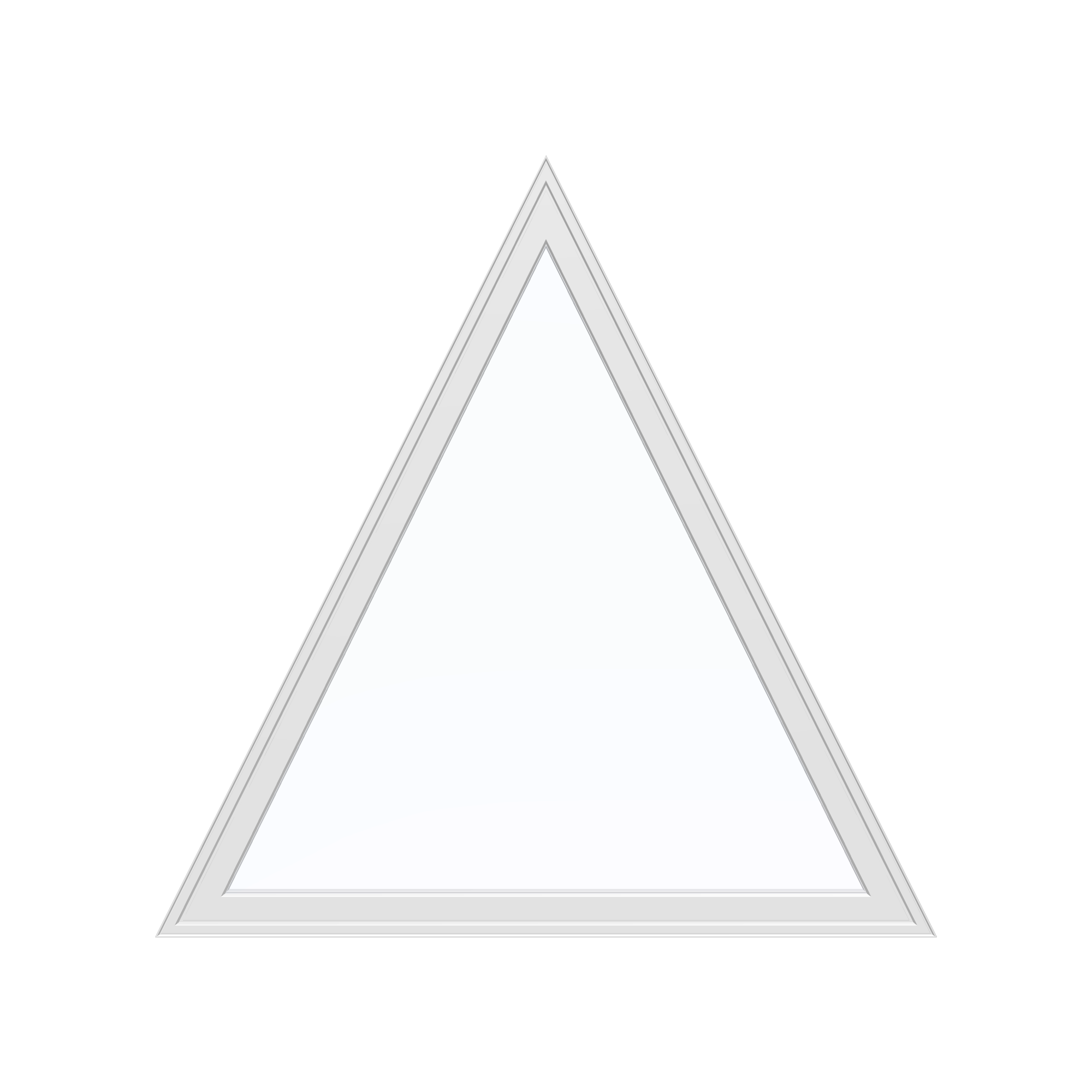 Straight exterior view of the 36 × 36 inch triangle, white exterior / white interior, without nailing flange