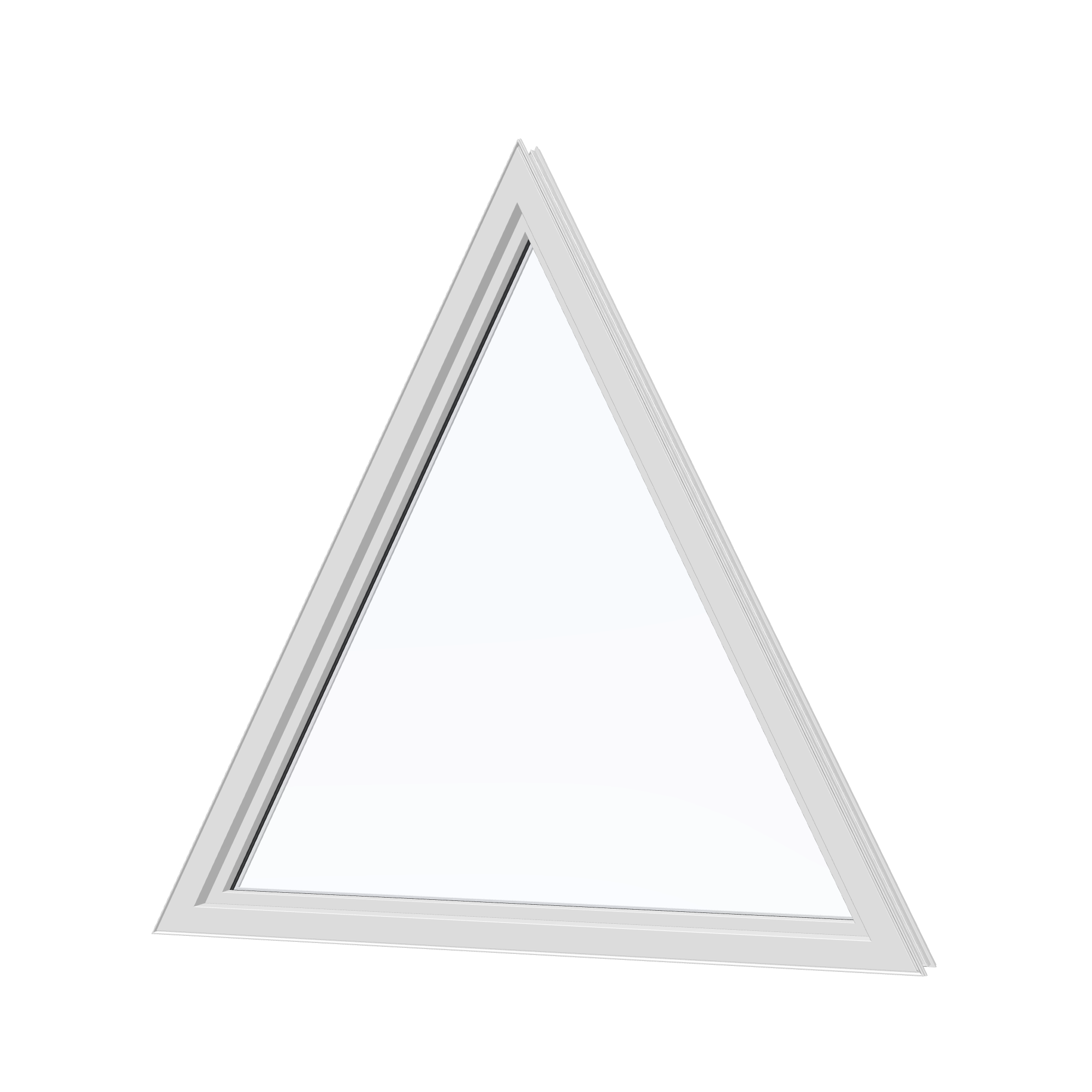 Angled interior view of the 36 × 36 inch triangle, white exterior / white interior, without nailing flange